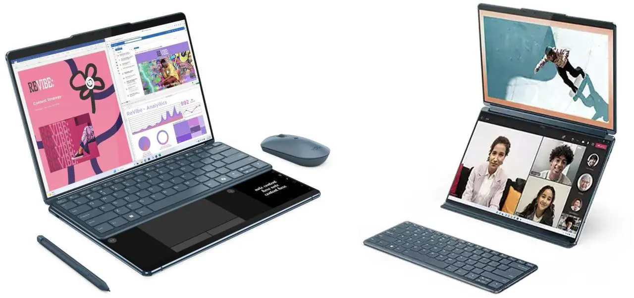Alt view image 3 of 7 - Lenovo Yoga Book 9i 2-in-1 AI PC 2-in-1 Laptop 13.3" Touchscreen OLED 2.8K Display (Intel Core Ultra 7 155U, 16GB LPDDR5X, 1TB SSD, Active Pen, 3 Thunderbolt 4, WiFi 6E, Webcam, Win 11 Pro)