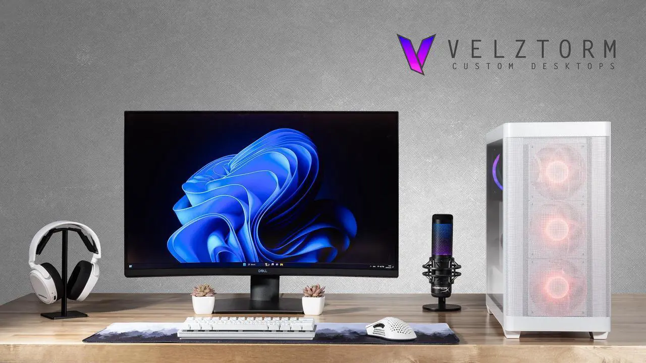 Alt view image 2 of 7 - Velztorm White Pilum CTO Gaming Desktop PC Liquid-Cooled (AMD Ryzen 7 5700X 8-Core, GeForce RTX 3070 8GB, 32GB DDR4, 1TB PCIe SSD + 2TB HDD (3.5), RGB Fans, 750W PSU, AC WiFi, BT 5.0, Win11Home)