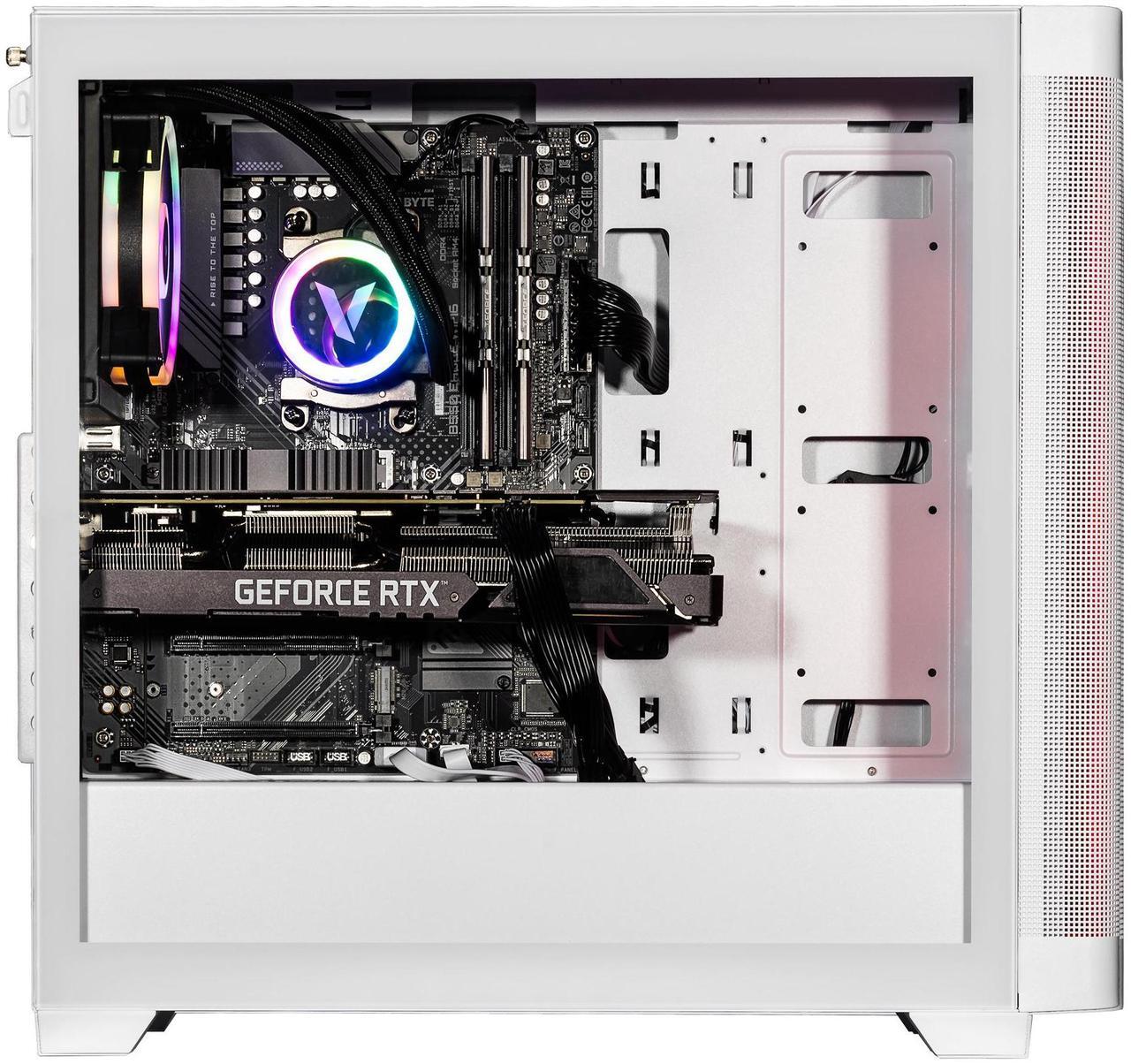 Alt view image 3 of 7 - Velztorm White Pilum CTO Gaming Desktop PC Liquid-Cooled (AMD Ryzen 7 5700X 8-Core, GeForce RTX 3070 8GB, 32GB DDR4, 1TB PCIe SSD + 2TB HDD (3.5), RGB Fans, 750W PSU, AC WiFi, BT 5.0, Win11Home)