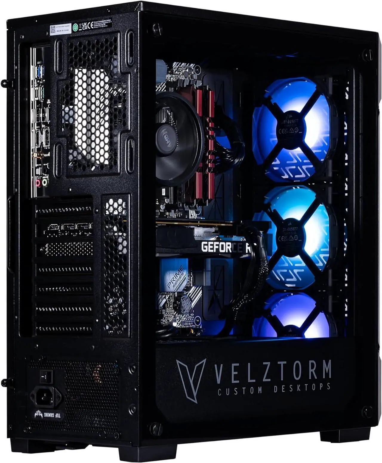 Alt view image 4 of 7 - Velztorm Fultix Custom Built Gaming Desktop PC (AMD Ryzen 5-5500, GeForce RTX 5060, 32GB DDR4, 1TB PCIe SSD + 1TB HDD, 750W PSU, WiFi 4, Bluetooth 4.2, RJ-45, HDMI, Win 11 Home)
