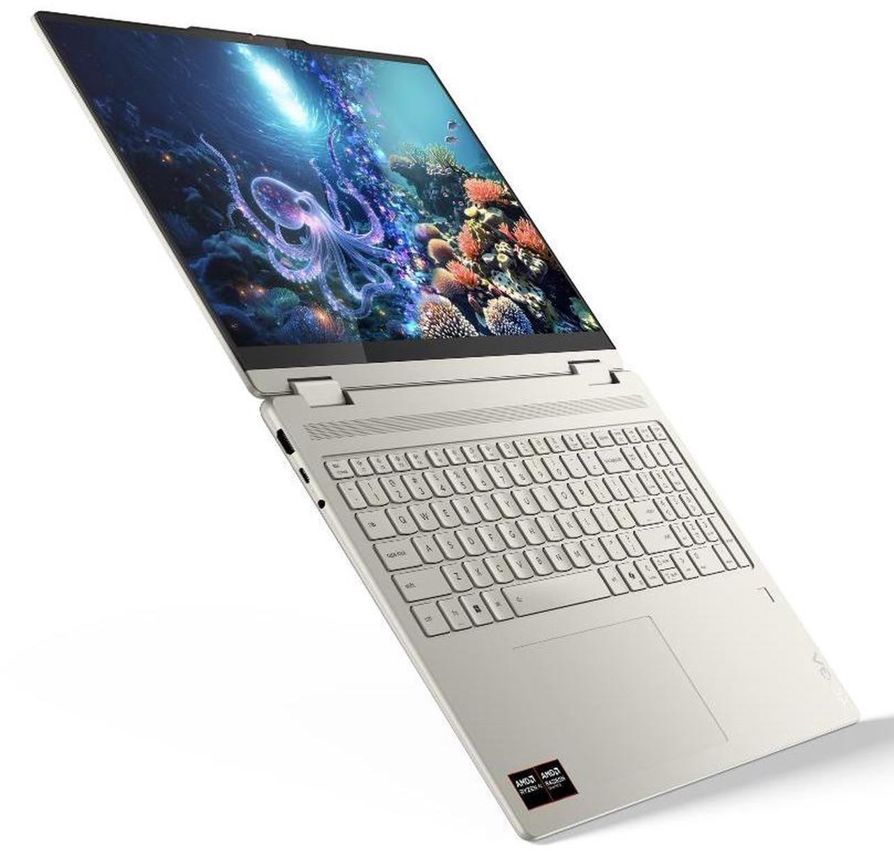 Alt view image 3 of 7 - Lenovo Yoga AI PC 2-in-1 Laptop 16.0" Touchscreen IPS WUXGA Display (AMD Ryzen AI 5 340, 16GB LPDDR5X, 512GB SSD, Backlit KB, Fingerprint, WiFi 7, Webcam, Bluetooth 5.4, Win 11 Home)