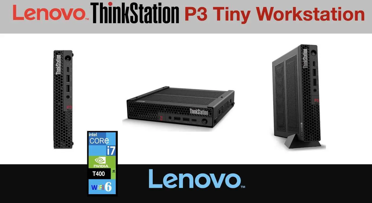 Alt view image 7 of 7 - Lenovo ThinkStation Workstation Mini Desktop (Intel i7-14700, NVIDIA T400 4GB, 64GB DDR5, 2TB PCIe SSD, WiFi 6, Bluetooth 5.3, 300W PSU, RJ-45, 3 mini Display Port, Win 11 Home)