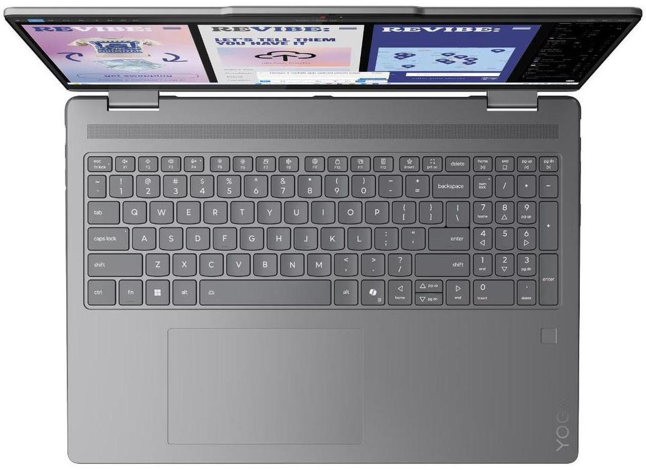 Alt view image 3 of 7 - Lenovo Yoga AI Powered 2-in-1 Laptop 16.0" Touchscreen IPS WUXGA Display (Intel Ultra 5-226v, 16GB LPDDR5X, 512GB SSD, Backlit KB, Fingerprint, 2 Thunderbolt 4, WiFi 7, Webcam, Win 11 Home)