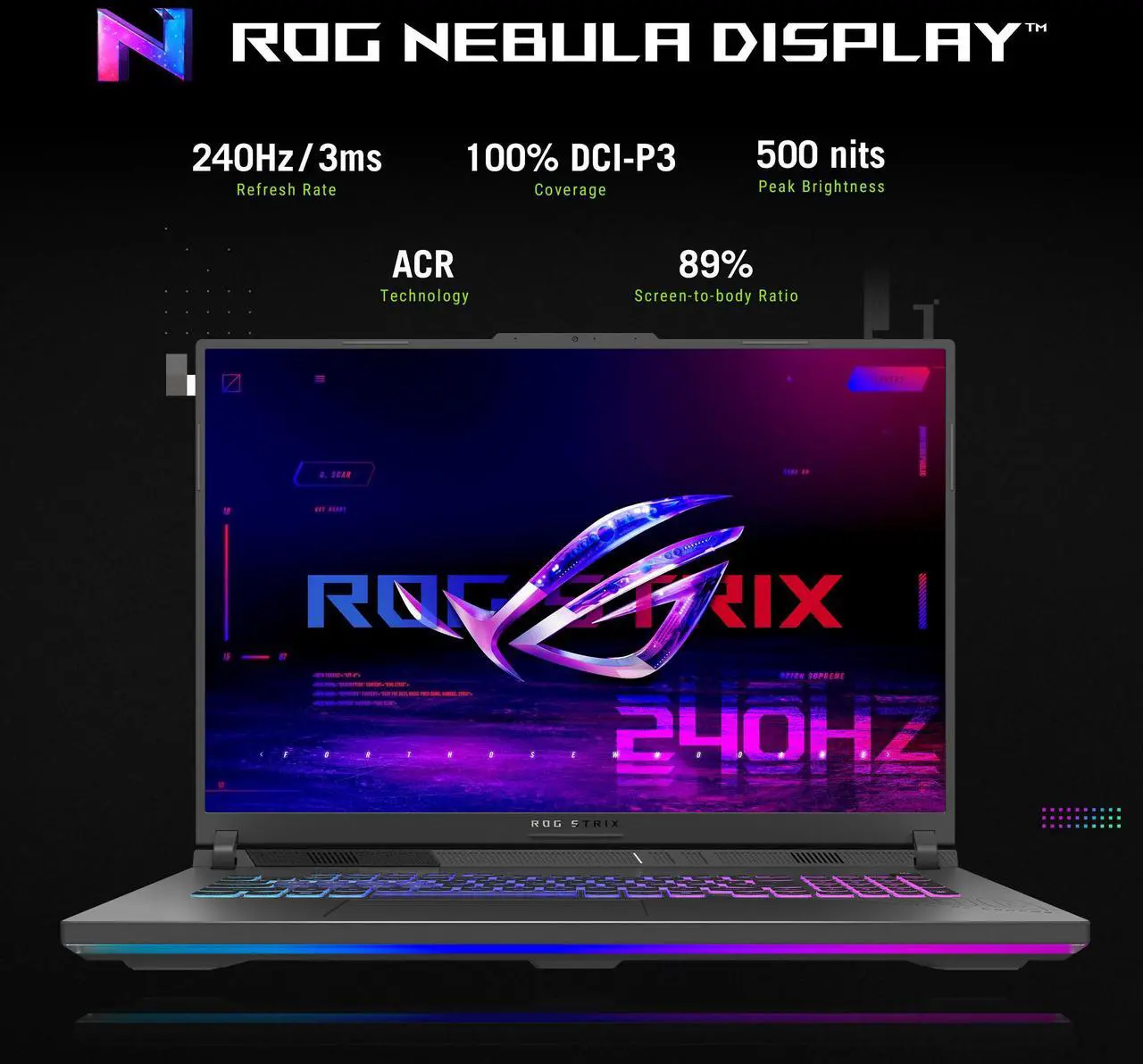Alt view image 6 of 7 - ASUS ROG Strix G18 Laptop 18" 240Hz WQXGA Display (AMD Ryzen 9 8940HX, NVIDIA GeForce RTX 5070 8GB, 32GB DDR5, 8TB PCIe SSD, RGB KB, WiFi 6E, Webcam, Bluetooth 5.4, Win 11 Home)