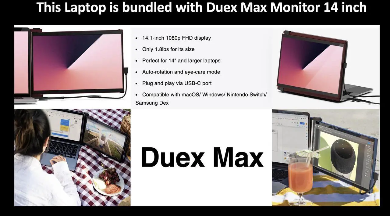 Alt view image 2 of 7 - HP 17t-cn200 Business Laptop 17.3" HD+ Display (Intel i7-1255U, 8GB DDR4, 256GB SSD, Intel Iris Xe, WiFi 5, Webcam, Bluetooth 5.1, Win 11 Home Plus) w/Duex Max DS Monitor