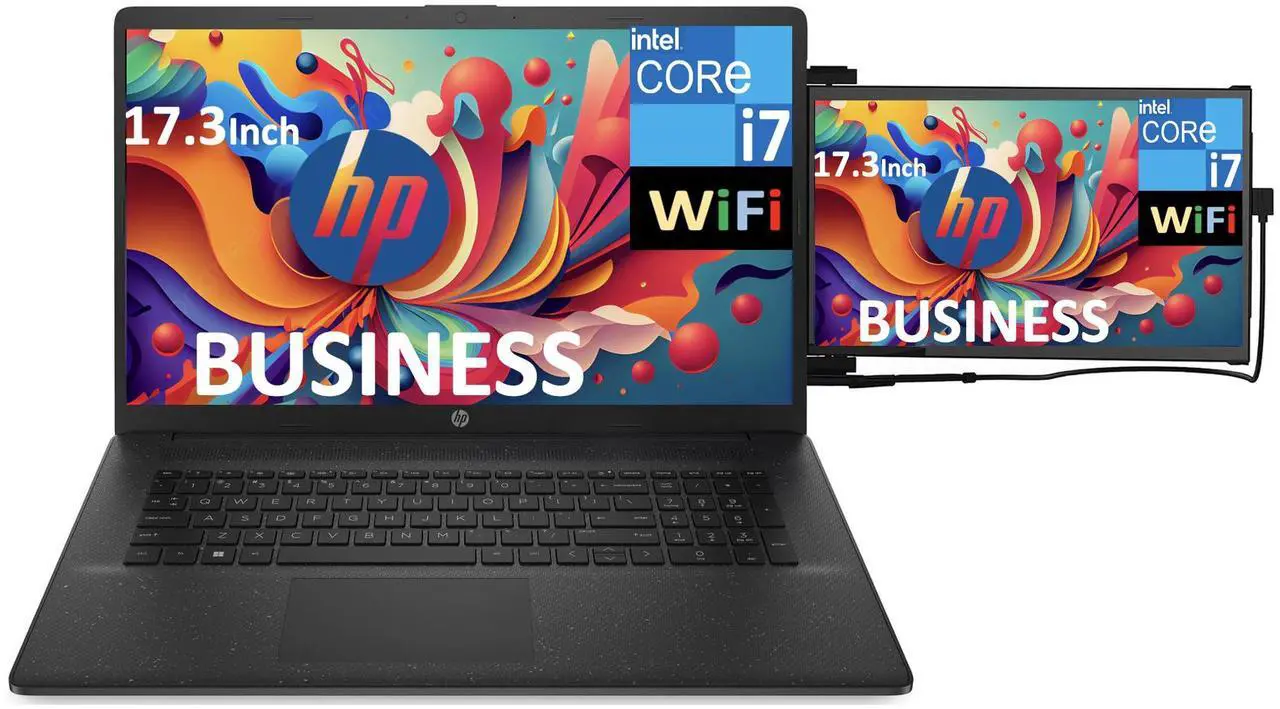 Alt view image 3 of 7 - HP 17t-cn200 Business Laptop 17.3" HD+ Display (Intel i7-1255U, 8GB DDR4, 256GB SSD, Intel Iris Xe, WiFi 5, Webcam, Bluetooth 5.1, Win 11 Home Plus) w/Duex Max DS Monitor