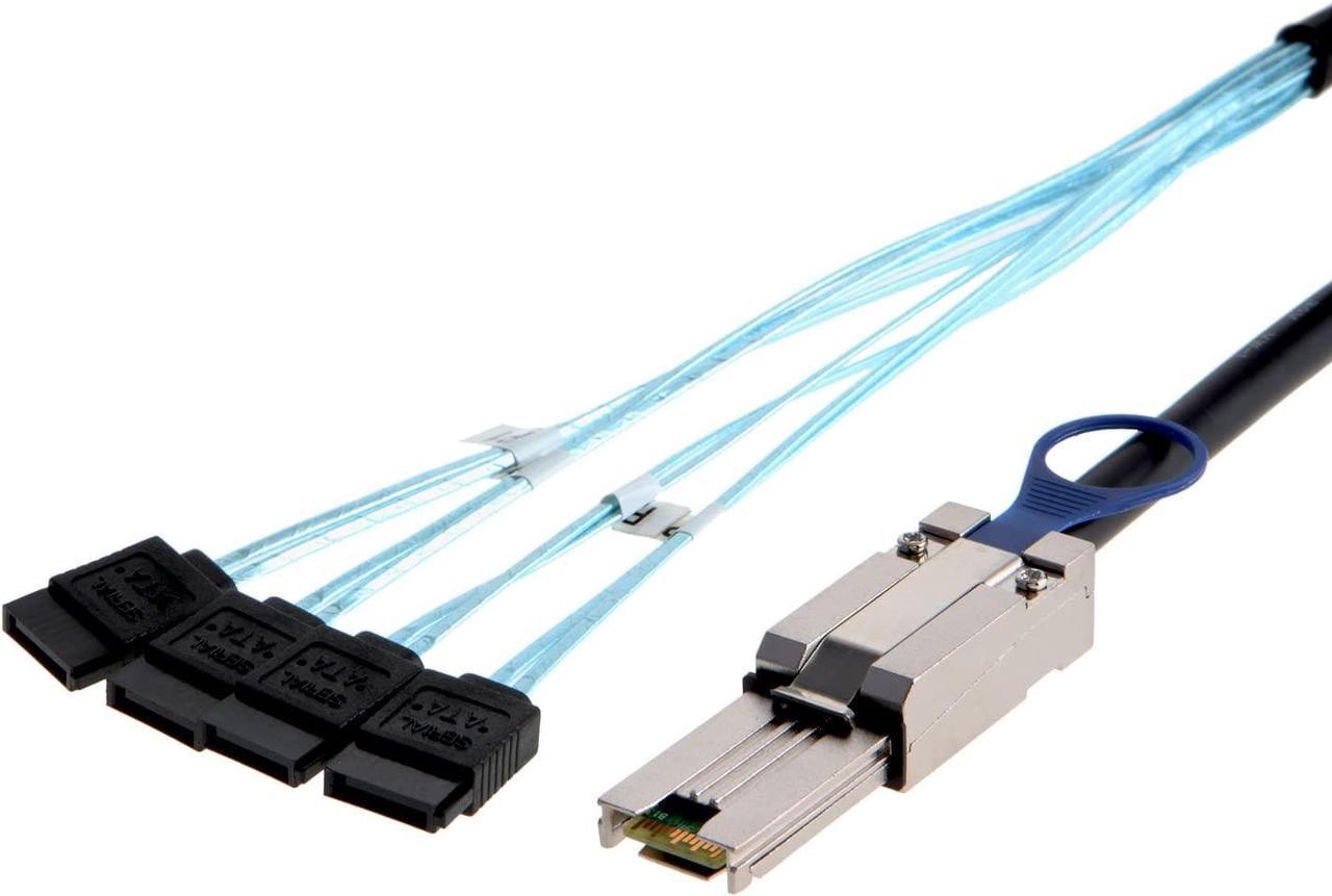 CableCreation Mini SAS 26Pin (SFF-8088) Male to 4 SATA 7Pin Female Cable, Mini SAS Host/Controller to 4 SATA Target/Backplane, 2M / 6.6FT