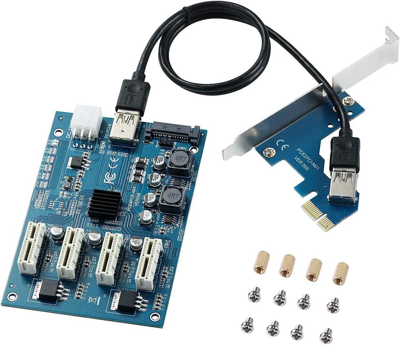Main image of MZHOU PCI-E to PCI-E Adapter Card PCI-E 1X to 4X PCIe USB3.0 Converter Extender Adapter Card Expansion Kit for Windows Linux Mac