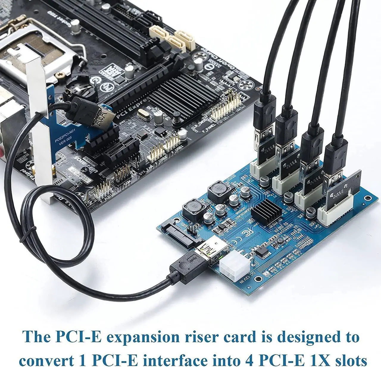 Alt view image 2 of 7 - MZHOU PCI-E to PCI-E Adapter Card PCI-E 1X to 4X PCIe USB3.0 Converter Extender Adapter Card Expansion Kit for Windows Linux Mac