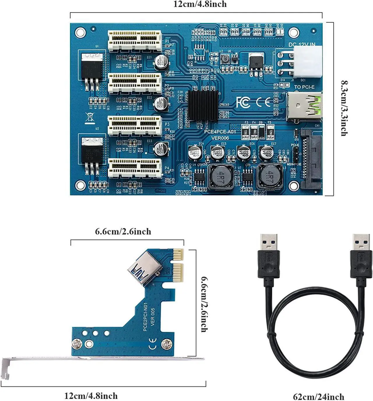 Alt view image 7 of 7 - MZHOU PCI-E to PCI-E Adapter Card PCI-E 1X to 4X PCIe USB3.0 Converter Extender Adapter Card Expansion Kit for Windows Linux Mac