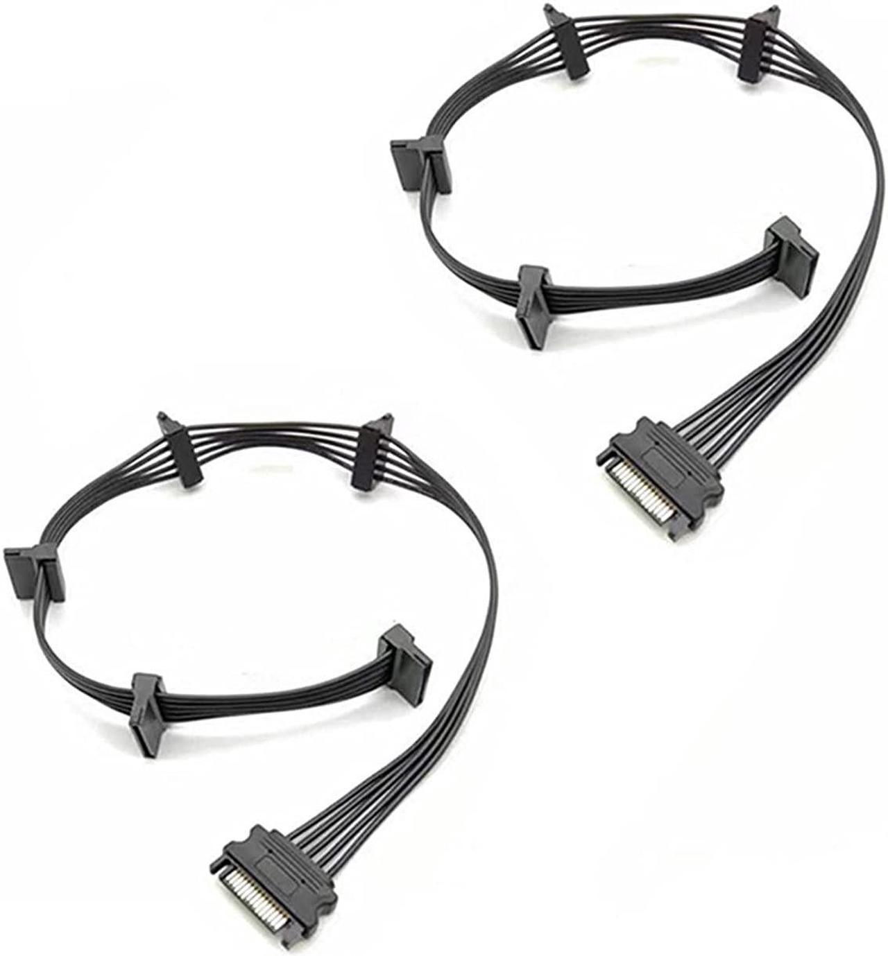 15 PIN Sata Power Splitter(2Packs) 15 Pin Sata to 5 Sata Power Splitter Adapter Cable- 21 Inches