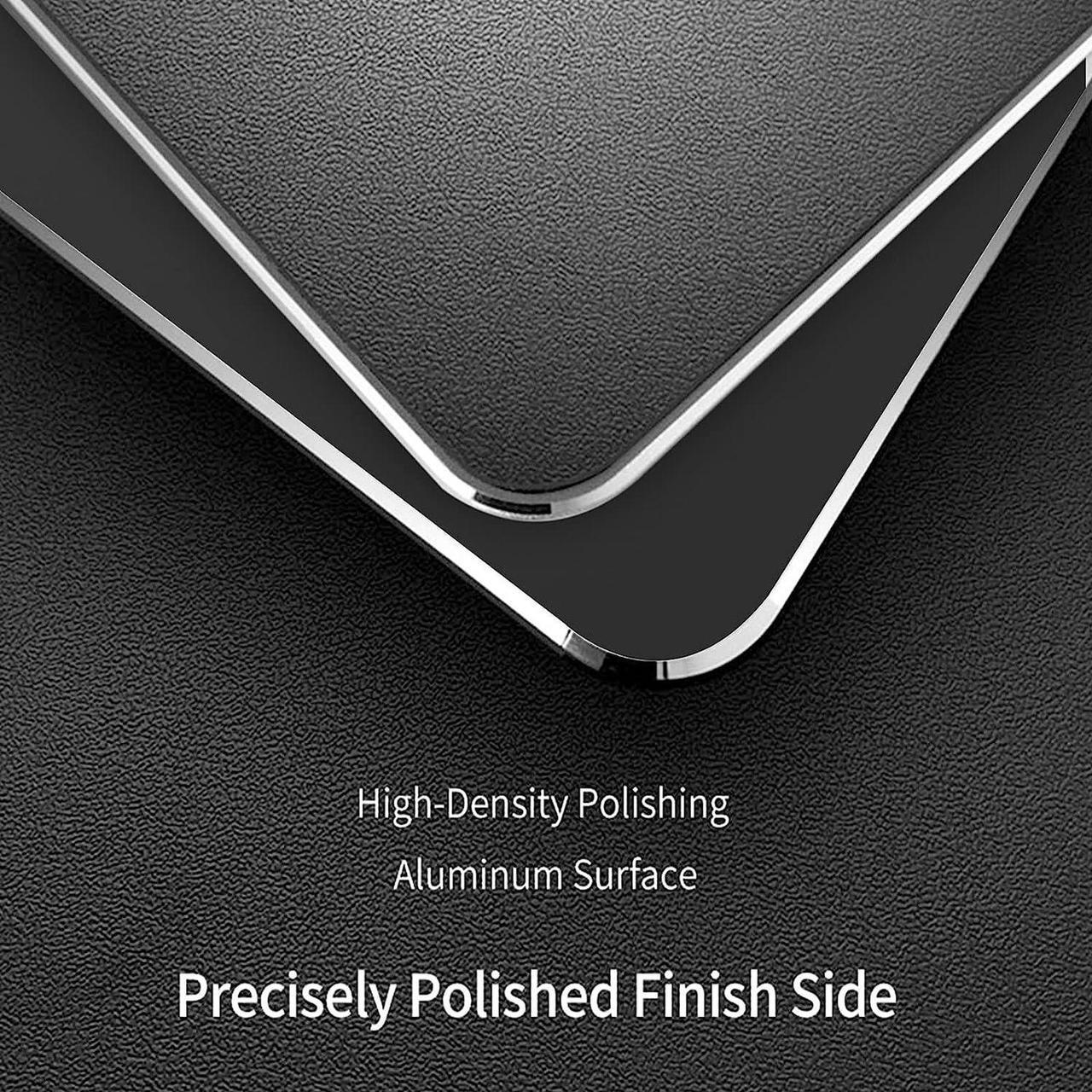 Alt view image 2 of 6 - Metal Aluminum Mouse Pad Office and Gaming Thin Hard Mouse Mat Double Sided Waterproof Fast and Accurate Control Mousepad for Laptop Computer and PC 9.45 X 7.87 Inch Black