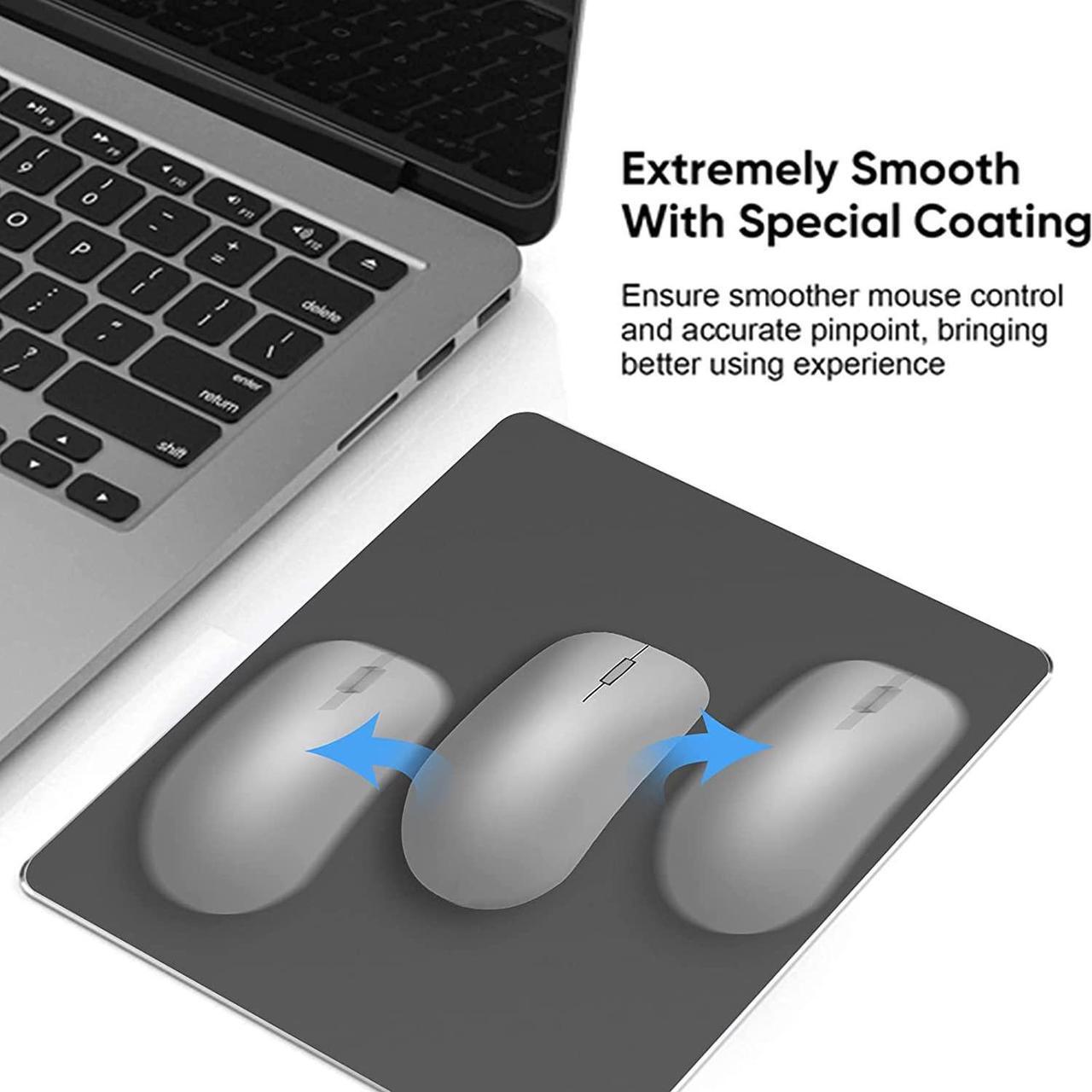 Alt view image 3 of 6 - Metal Aluminum Mouse Pad Office and Gaming Thin Hard Mouse Mat Double Sided Waterproof Fast and Accurate Control Mousepad for Laptop Computer and PC 9.45 X 7.87 Inch Black