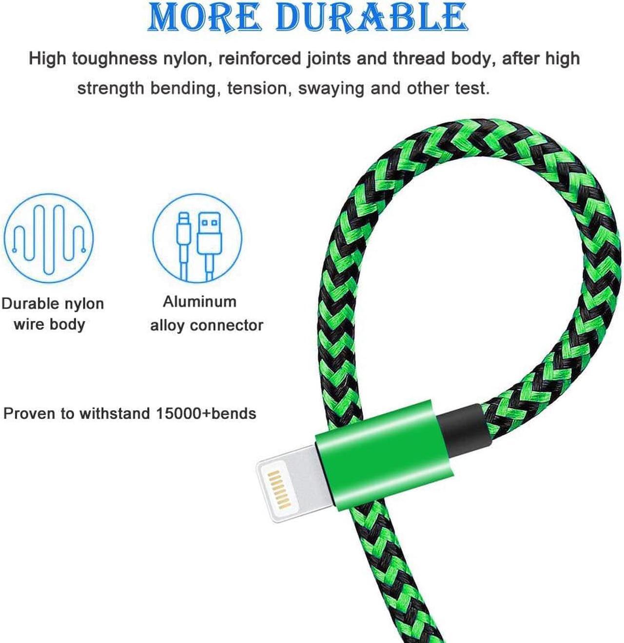 Alt view image 5 of 7 - iPhone Charger Cord 3ft 3Pack MFi Certified Lightning Cable Fast Charging Nylon Braided Cell Phone Charging Cable Compatible with iPhone 13 Pro 12 Pro 11 Pro Xs Max Xr 8 7 Plus Se 2020 iPad Multicolor