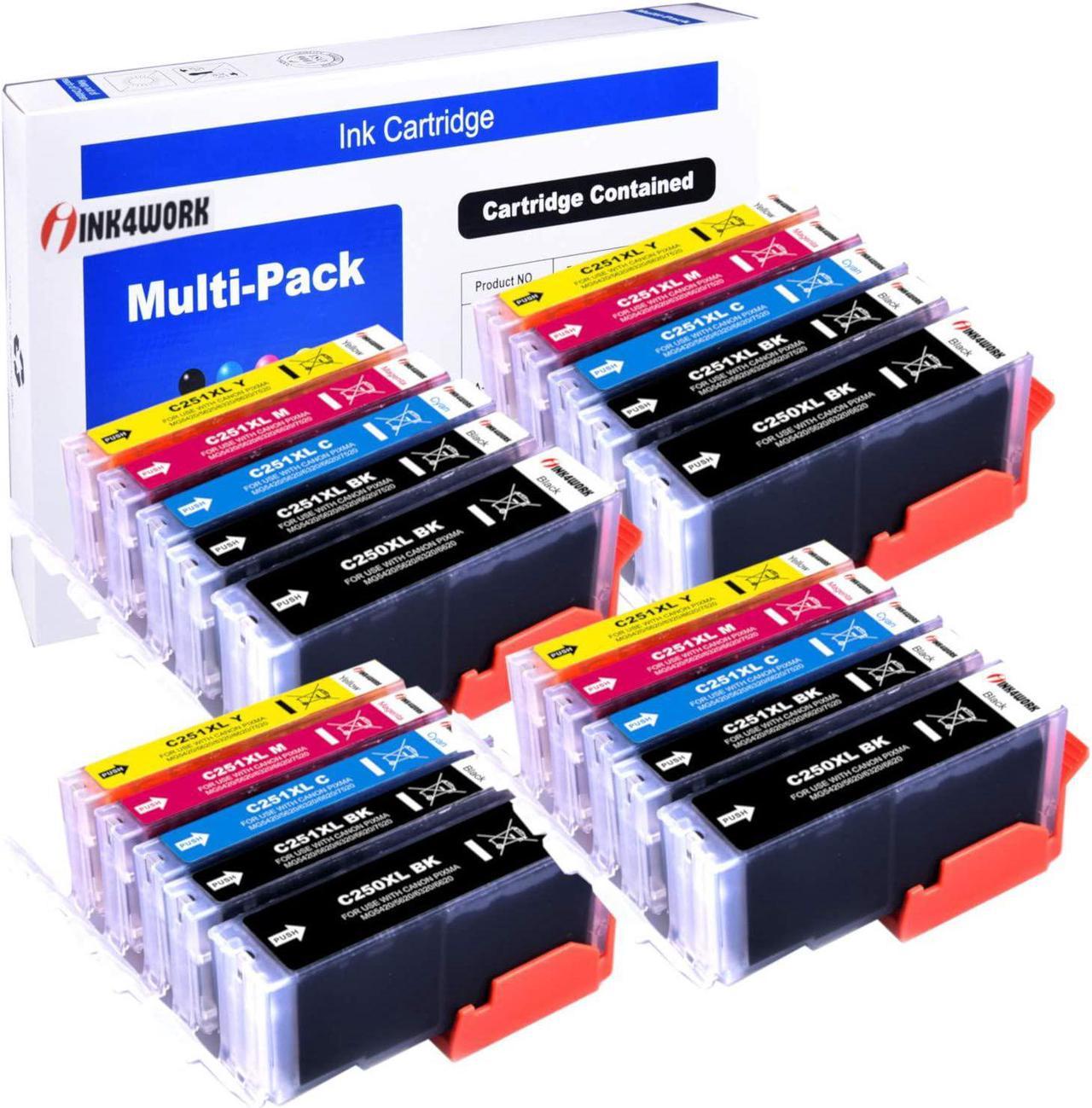 ink4work Set of 20 Pack PGI-250XL & CLI-251XL Compatible Ink Cartridge Set for Pixma IP7220, MG5420, MG6320, MX722, MX922