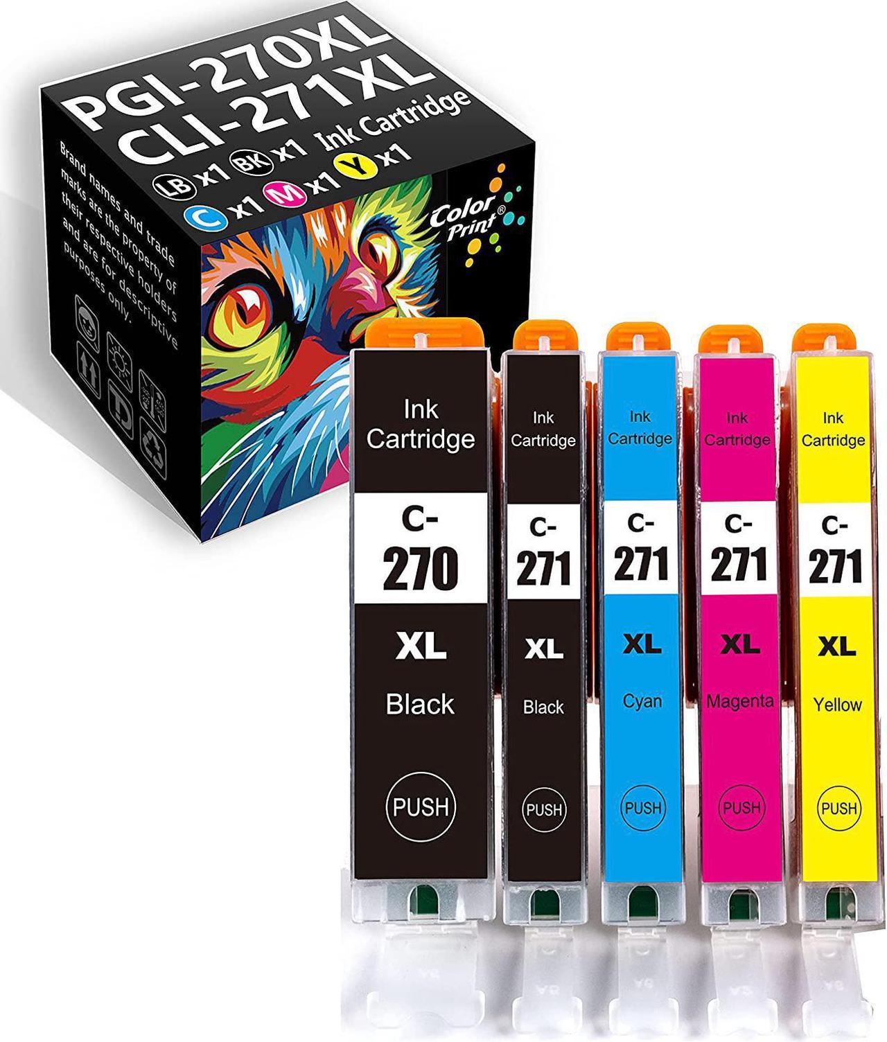 (5-Pack, XLBK,BK,C,M,Y) ColorPrint Compatible PGI-270XL CLI-271XL Ink Cartridge Replacement for Canon 270XL 271XL PGI270XL CLI271XL Work with PIXMA MG5720 MG5721 MG6820 MG6822 TS6020 TS9020 Printer