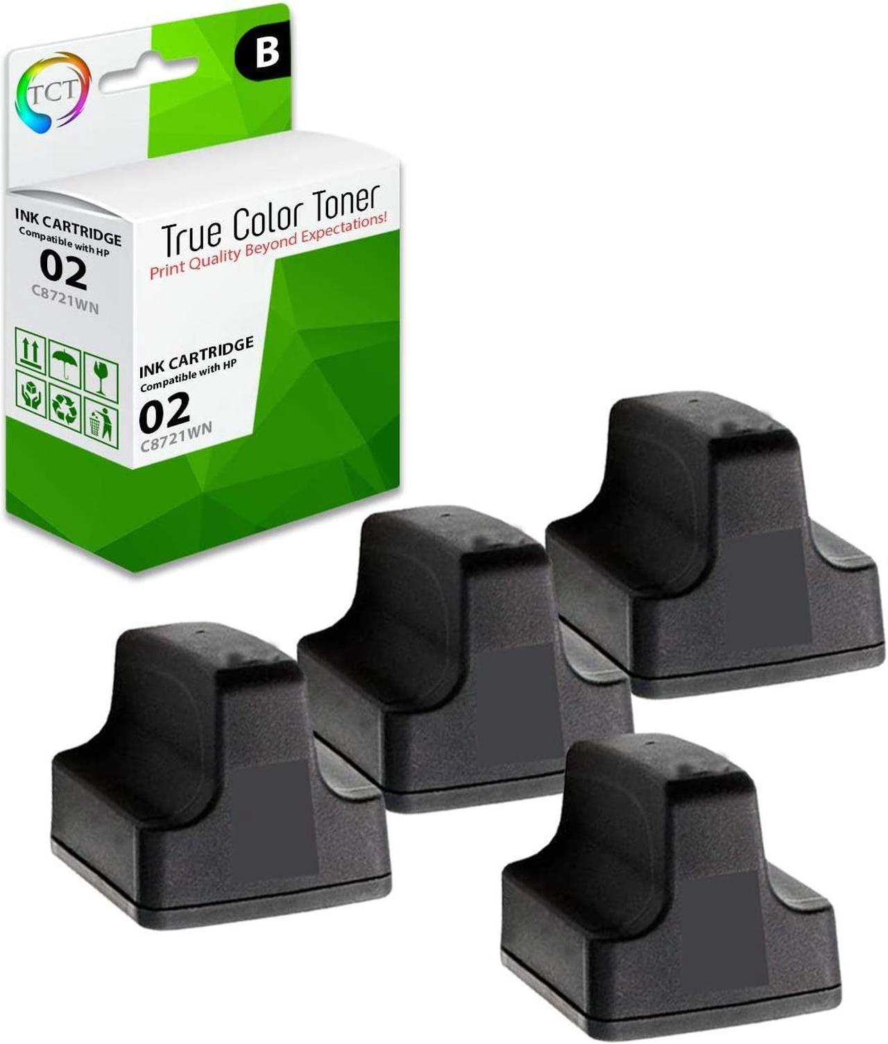 TCT Compatible Ink Cartridge Replacement  02 C8721WN Black Works with HP Photosmart 3110 3210 3210v 3210xi 3310 C5180 D7245 D7255 Printers (660 Pages) - 4 Pack