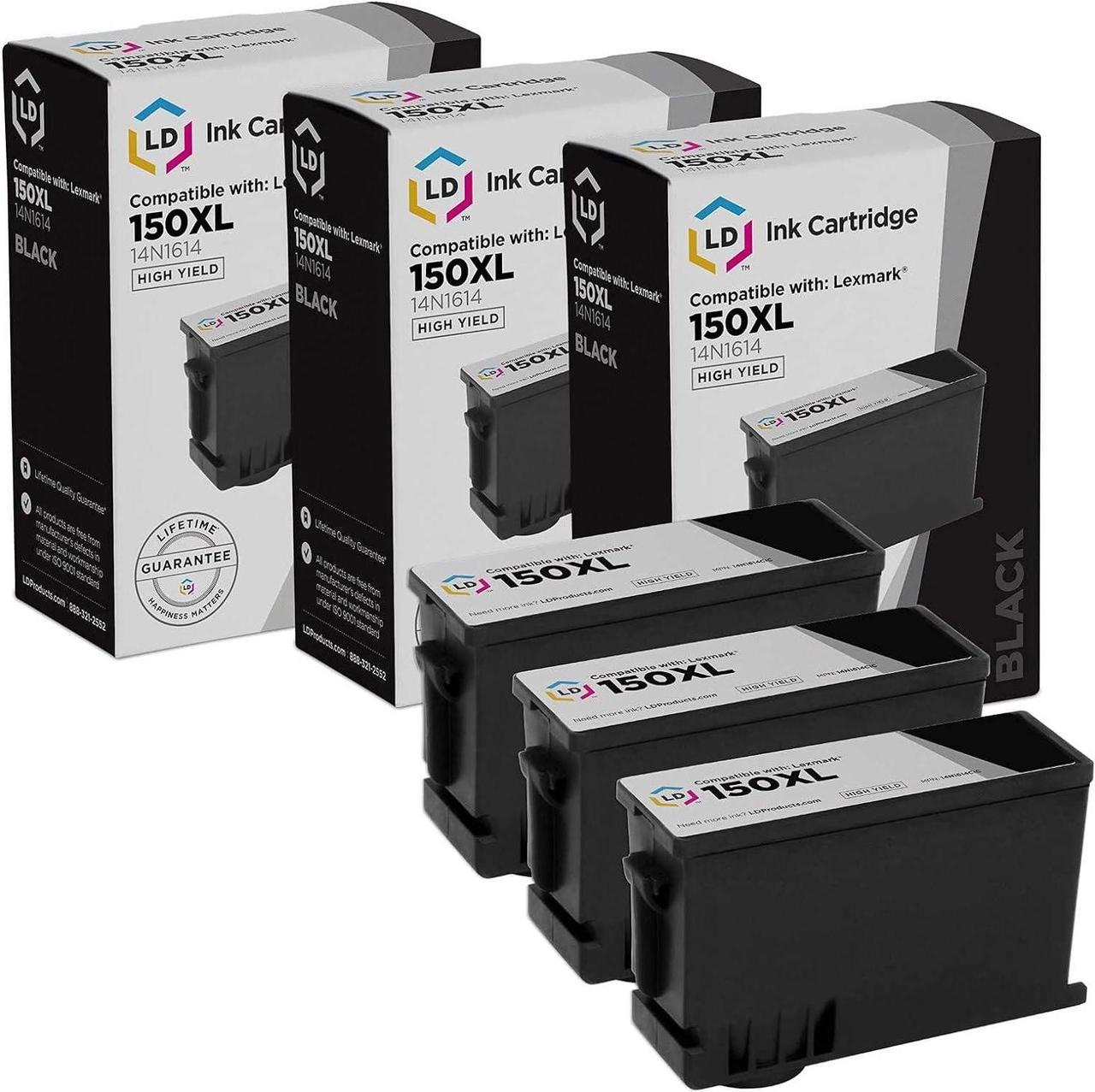 LD Products Ink Cartridge Replacement for Lexmark 150XL 14N1614 High Yield (Black, 3-Pack) Compatible with Lexmark Inkjet All-in-One Printers