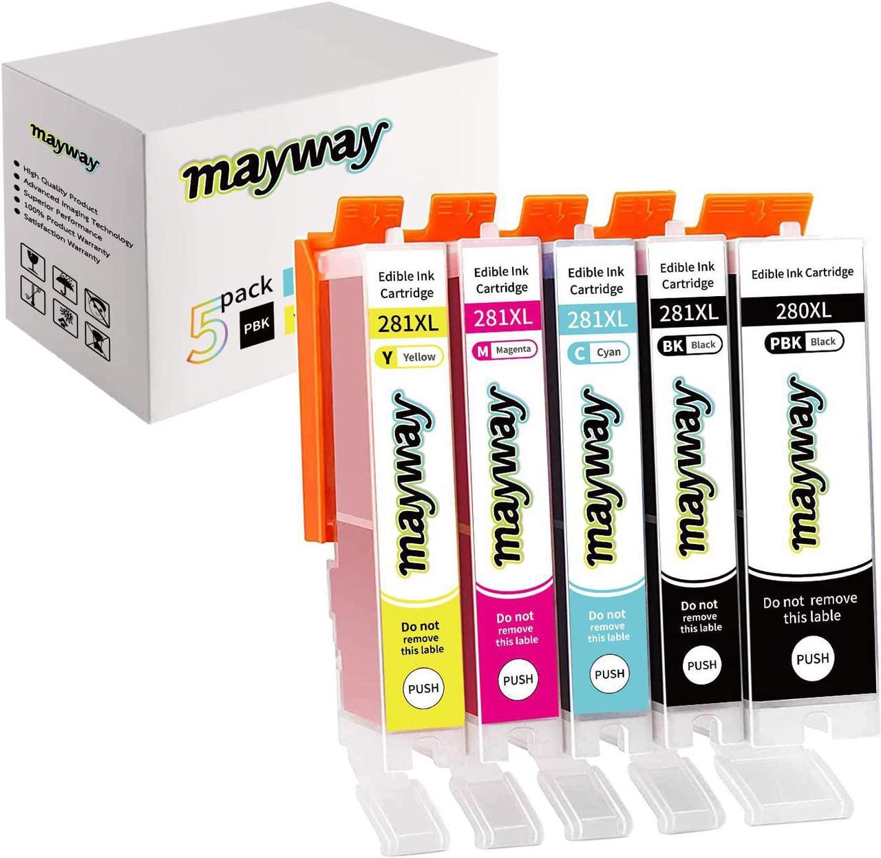 Mayway Compatible Ink Cartridges 280XL 281XL 280 281 XL , Work with C a K e Printers Pixma TR7520 TR8520 TS6120 TS6220 TS8120 TS8220 TS9120 TS9520 TS9521C TS702 Printer (5 Pack, No Photo Blue)