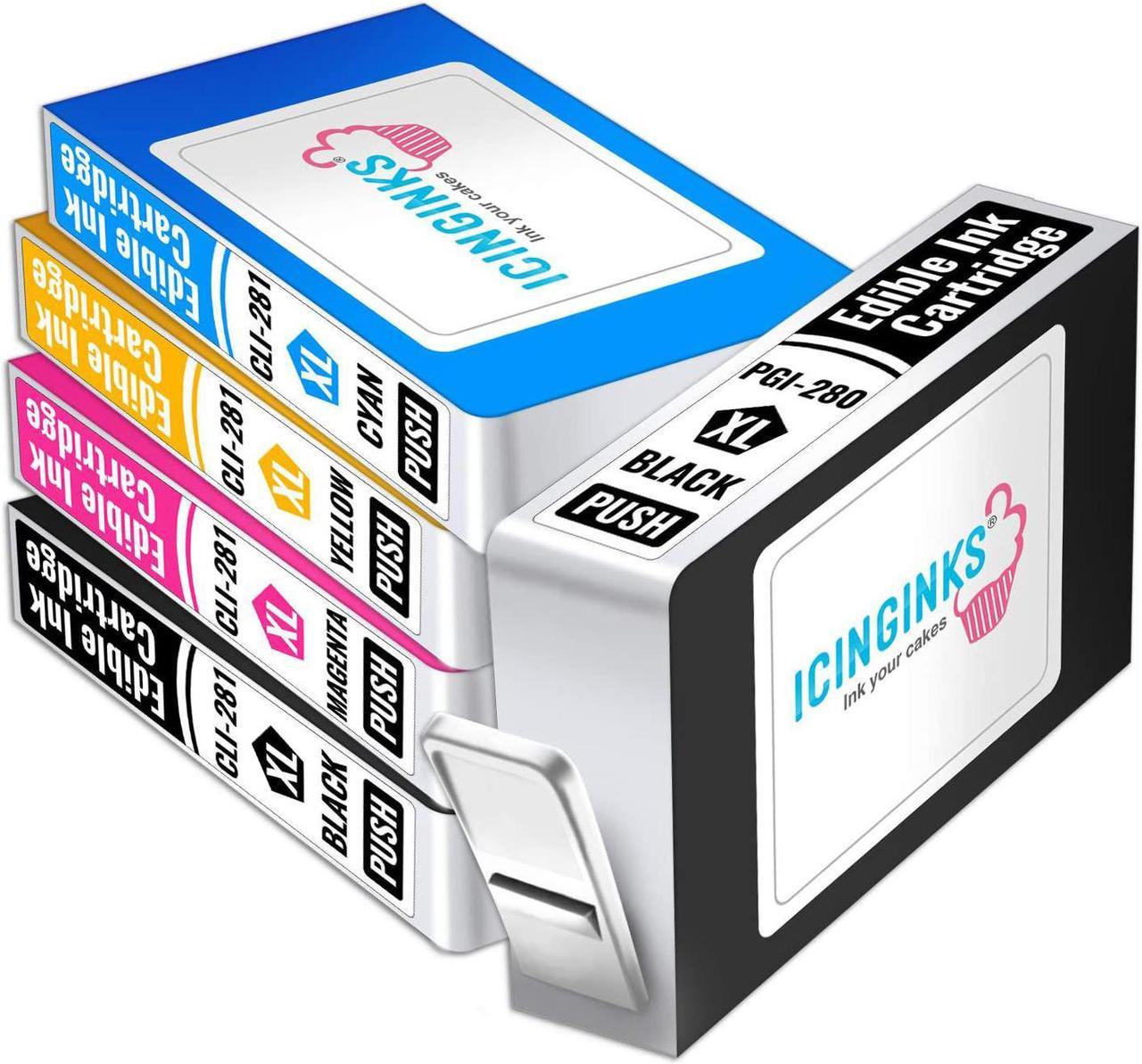 Icinginks Compatible Cake Ink Color Cartridges Combo Pack for CLI-281/PGI-280 XL's Series with Chip (5 Pack)