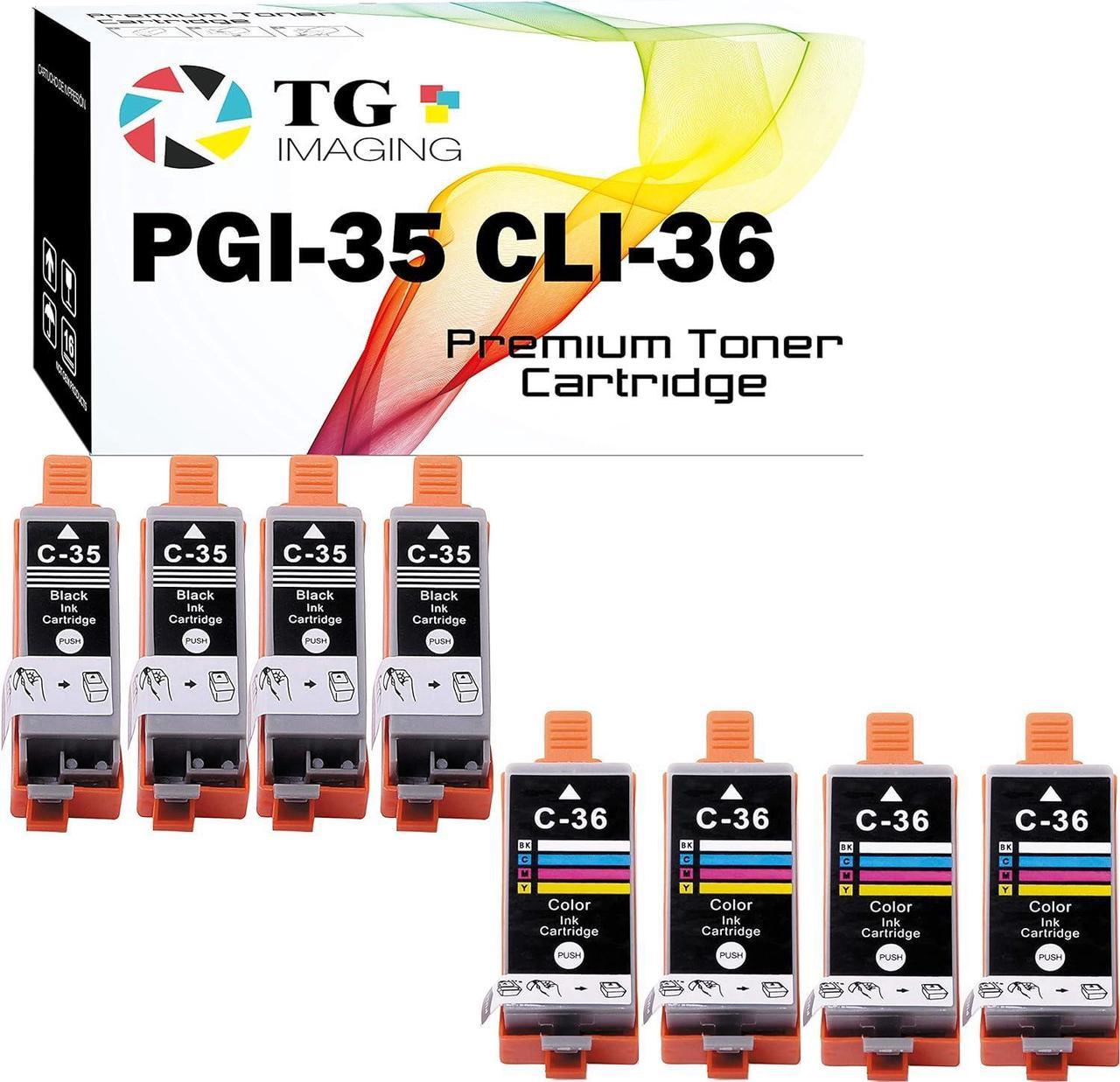 TG Imaging (8 Pack) Compatible Ink Cartridge 4xBlack 4xColor PGI-35 CLI-36 PGI35 CLI36 for use in PIXMA IP100B IP100 IP110 Mini260 Pixma Mini 320 Inkjet Printer