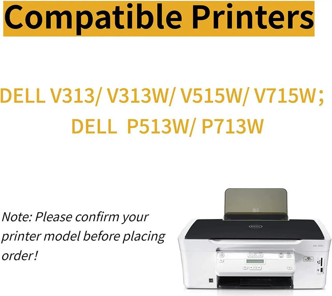 Alt view image 3 of 5 - 8-Pack Compatible Dell Series 21 Ink Cartridges Replacement for DELL V313W V515W P513W P713W V715W Printer (5BK, 3Color)