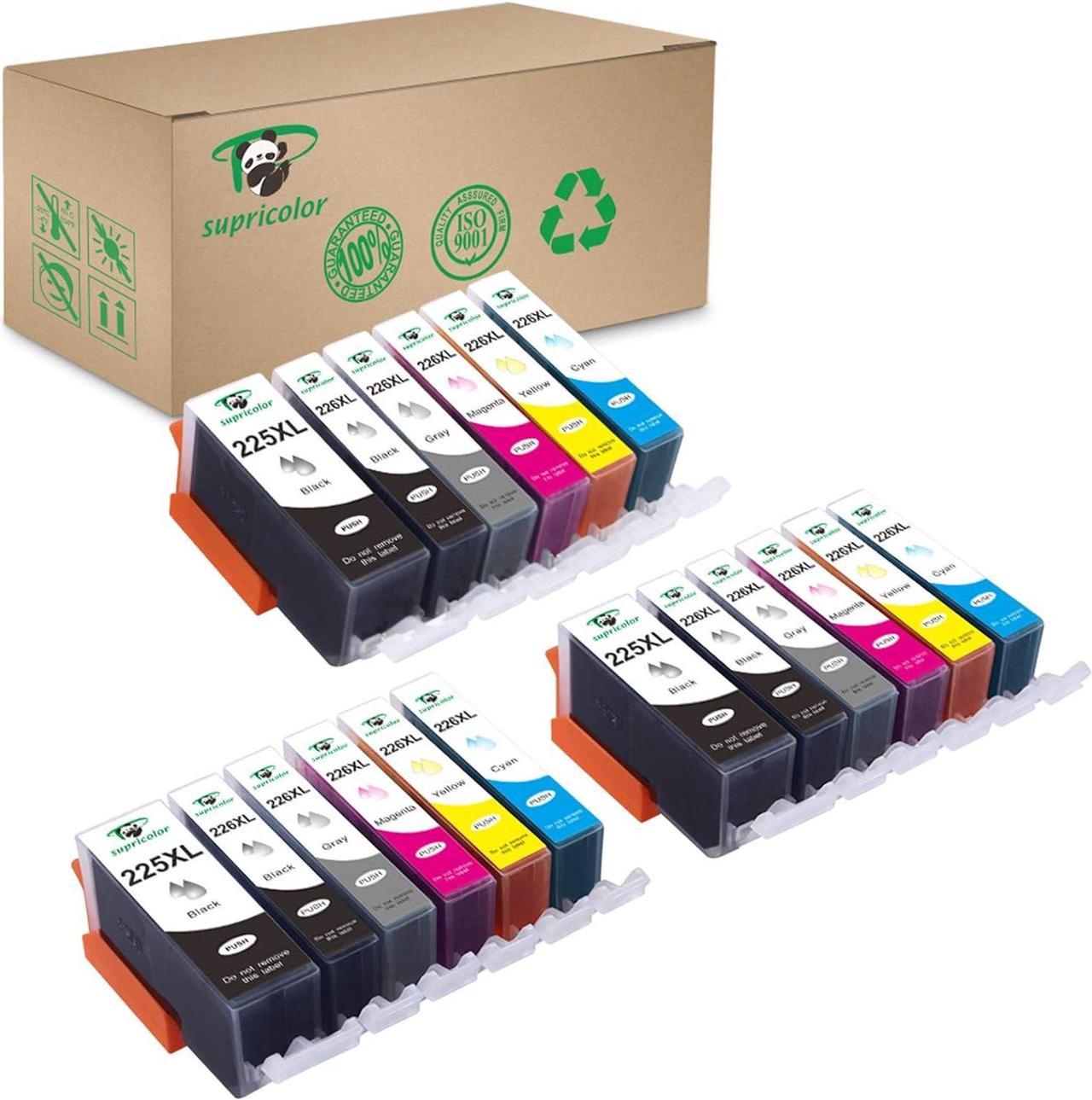 Supricolor 18 Pack PGI-225 CLI-226 Ink Cartridges High Yield Compatible with PIXMA iP4820 iP4920 iX6520 MG5120 MG5320 MG6120 MG6220 MG8120 MG8220 MX712MX882 MX892 Wireless(with Gray)