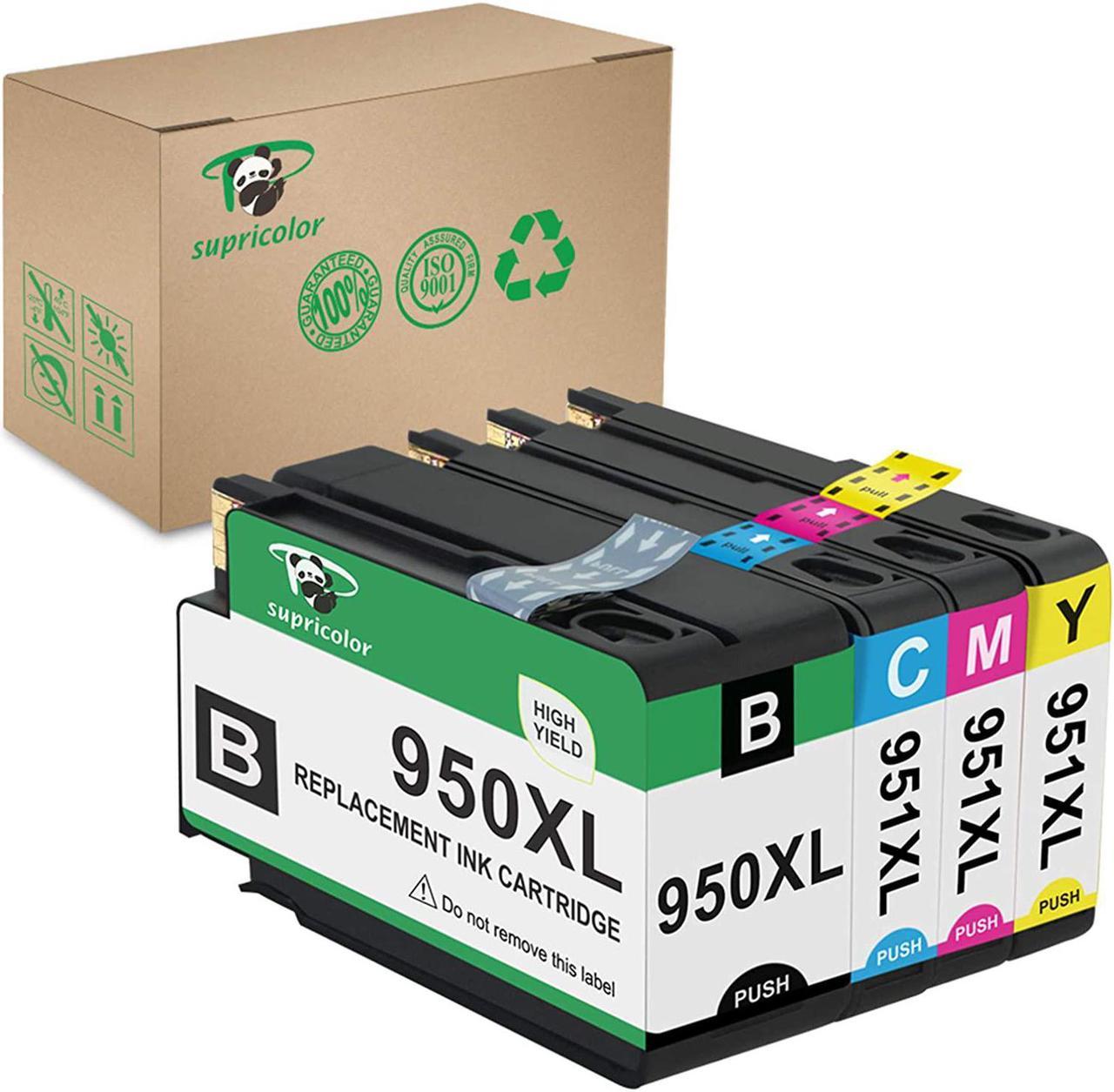 Replacement 950XL 951XL Ink Cartridges, Supricolor 950 951 Compatible Ink Works with OfficeJet Pro 8600 8610 8620 8630 8660 8640 8615 8625 276DW 251DW 271DW Printers(Black Yellow Magenta Cyan)