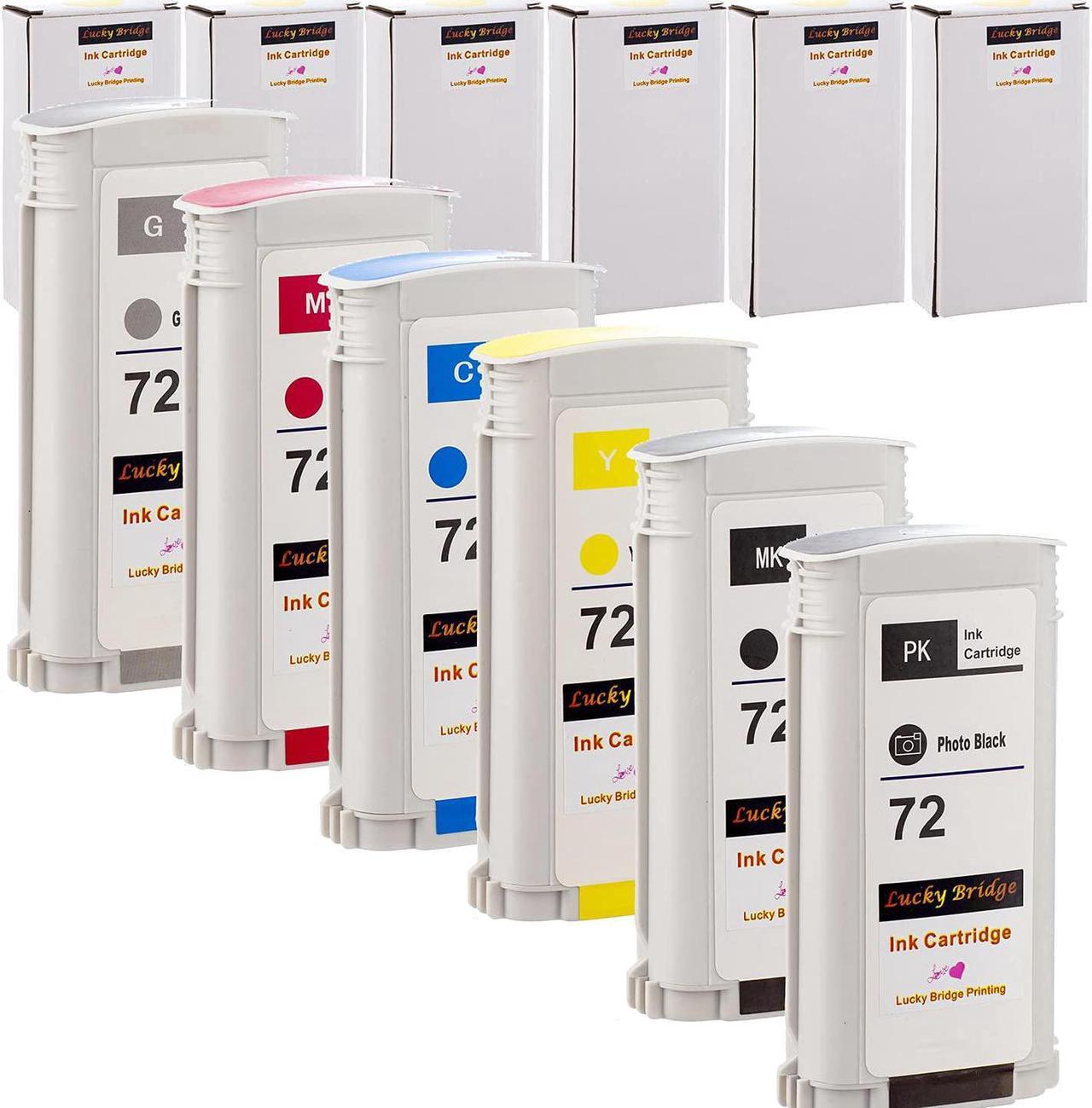 LKB 6PK Compatible HP72 Ink Cartridge Replacement with 130ML Use with designjet T1100 T1200 T1100ps T1120 SD-MFP T1120ps T2300 T610 T620 T770 Series Printer (6 Pack HP72) -US