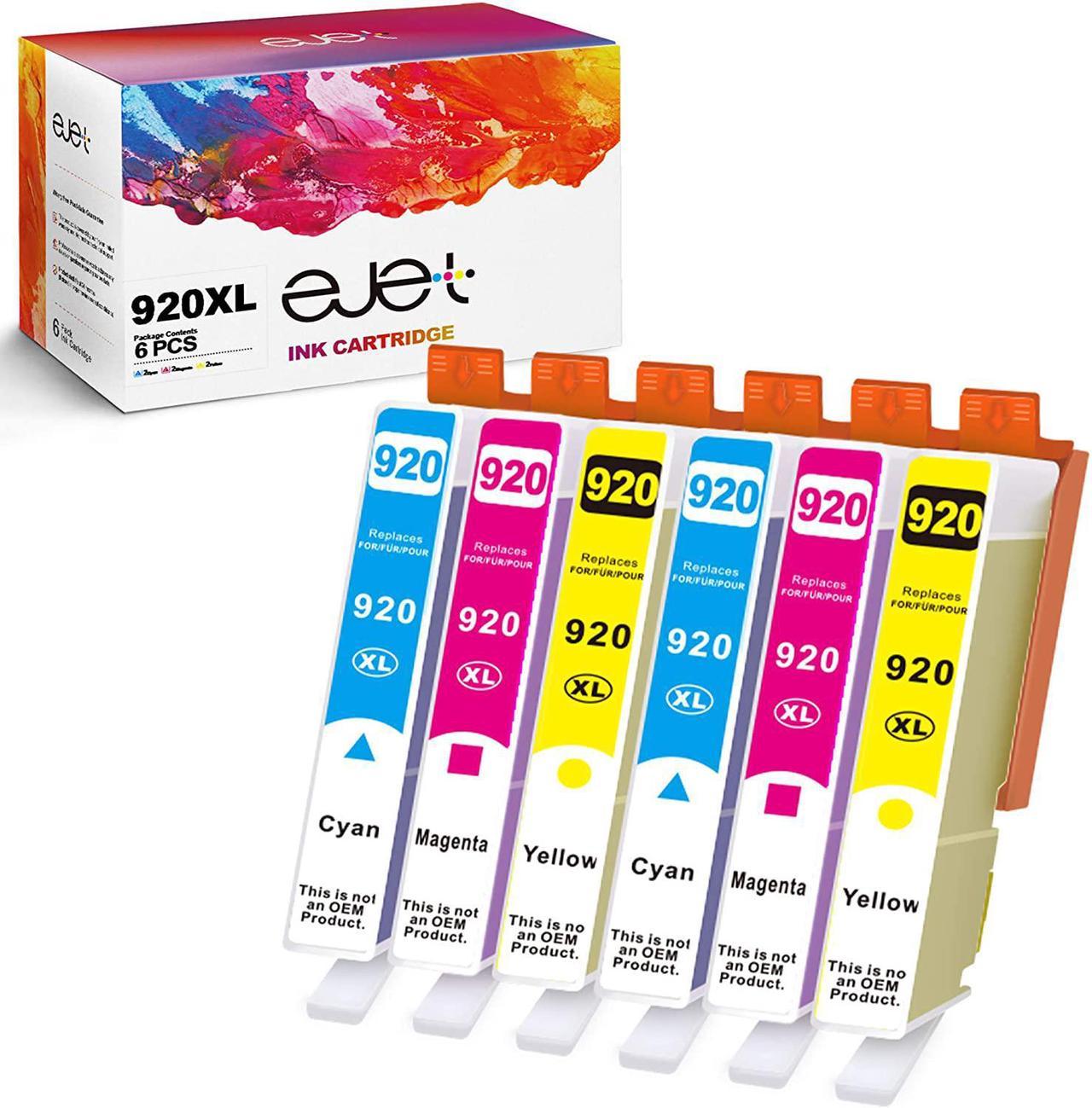 ejet Compatible Ink Cartridge Replacement  920XL 920 XL to use with Officejet 6500a 6500 7500a 6000 7500 7000 E709 E710 Plus Printer (2 Cyan, 2 Magenta, 2 Yellow, 6-Pack)