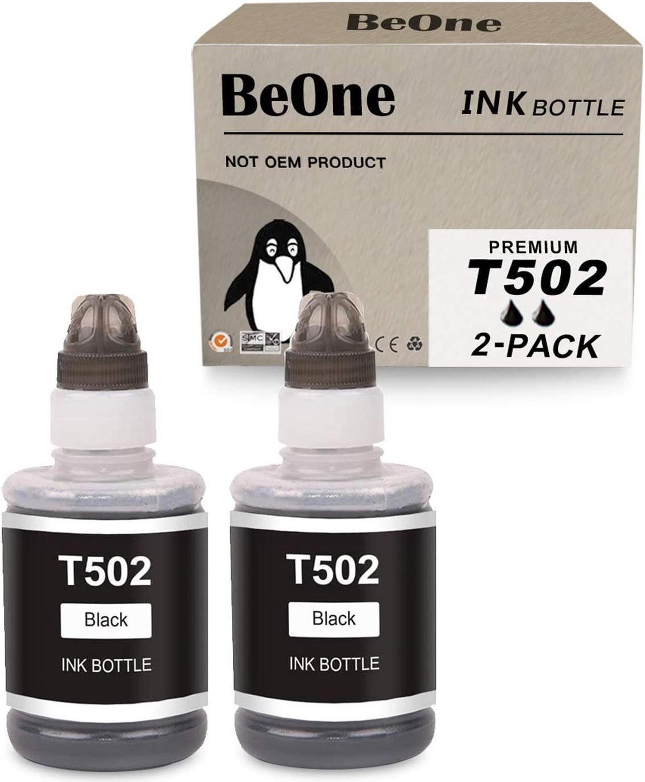 BeOne T502 2-Pack Compatible Black Ink Bottle Replacement for Epson 502 to Use with Expression ET-2760 ET-2750 ET-3760 ET-2700 ET-3700 Premium ET-7750 ET-7700 Workforce ET-4750 ET-3750 ST-2000 Printer