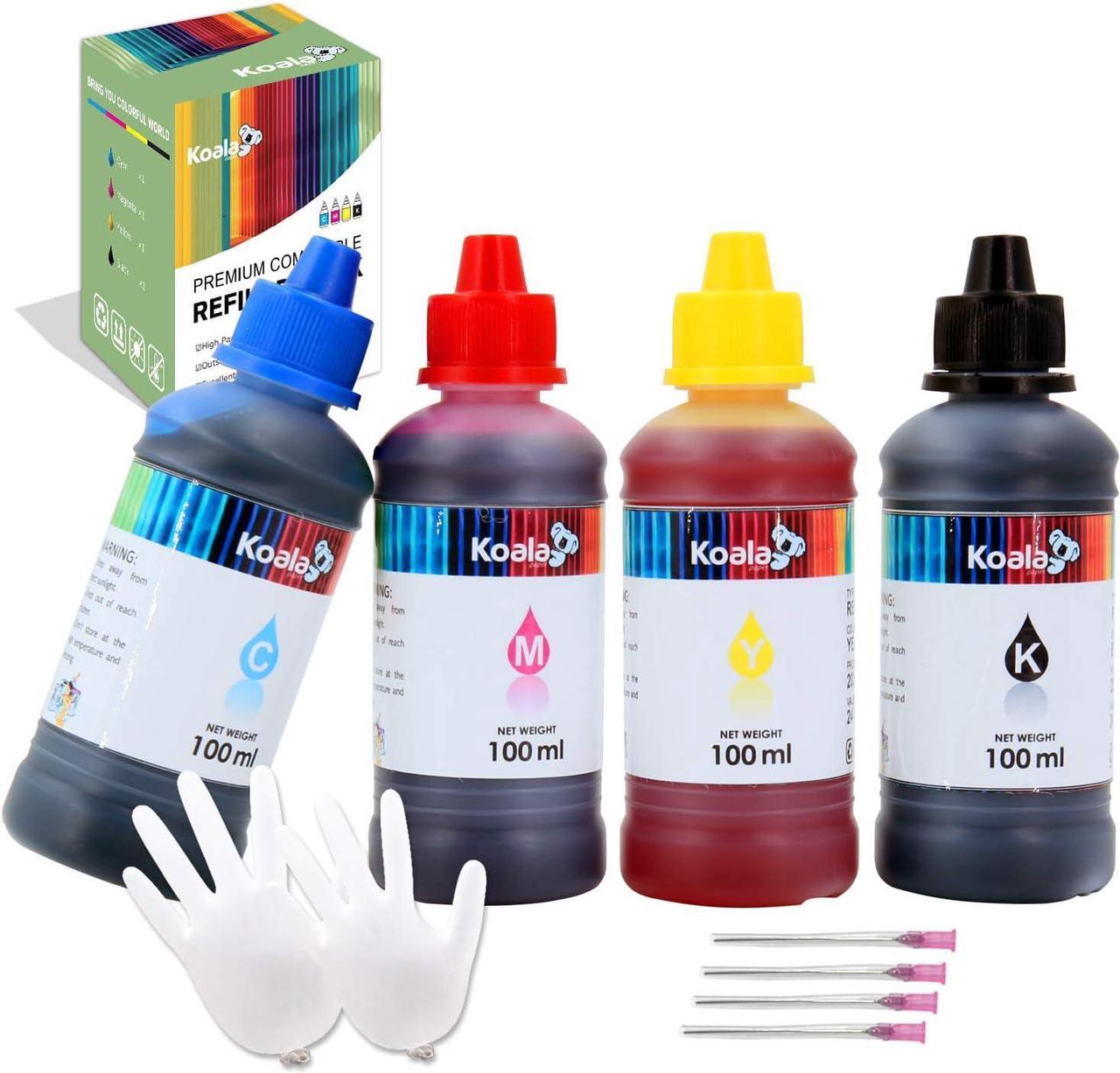 Koala Compatible Universal Refill Dye-Based Ink Bottles Replacement for 502 522 664 for Inkjet Printers ET-2650 ET-2720 ET-4700 ET-2750 ET-3750 ET-4750 ET-16500 ST-2000 ST-3000 ST-4000 L120 L210(CMYK)