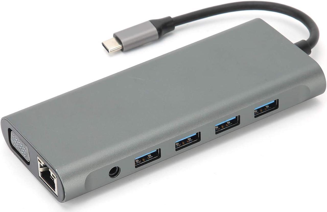 12 in 1 USB C Hub, Type C to HDMI/VGA/USB3.0 2.0/Memory Card/TF Card/PD/RJ to 45 Adapter, TypeC Docking Station