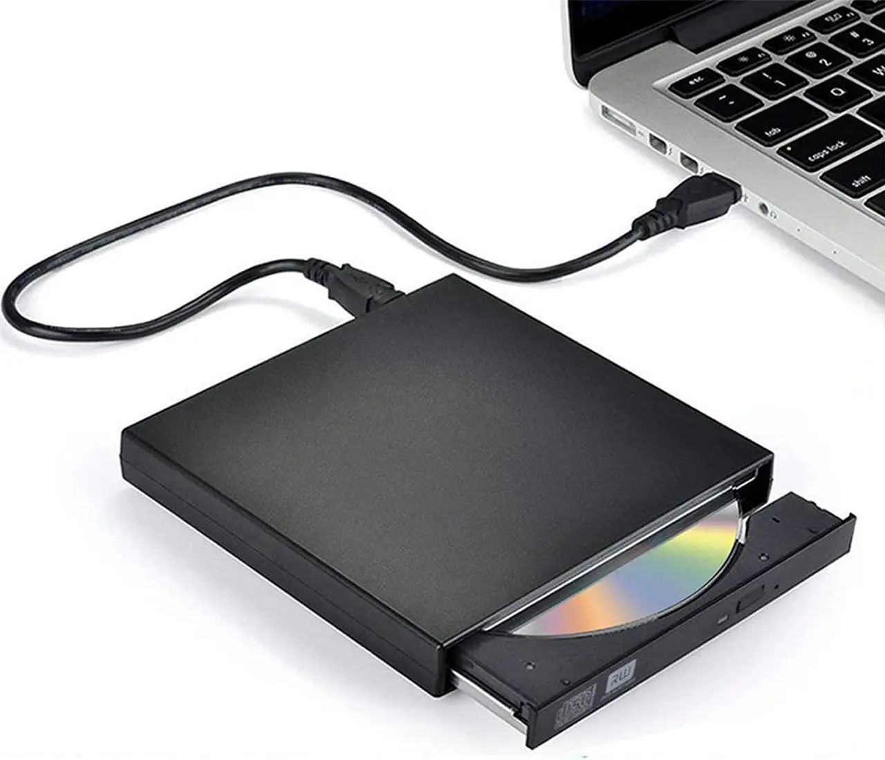 Main image of External CD DVD Drive, USB 2.0 Slim Protable External CD-RW Drive DVD-RW Burner Writer Player for Laptop Notebook PC Desktop Computer, Black