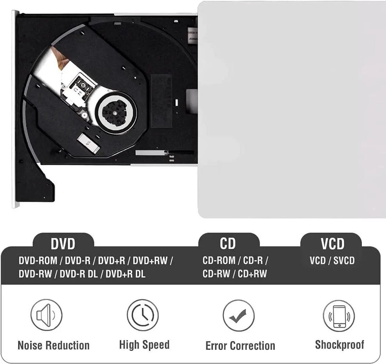 Alt view image 5 of 7 - External CD/DVD Drive for Mac, CD Burner USB 3.0 Portable CD-ROM DVD+/-RW Disc Player Burner Reader Writer Optical Drive for Apple Mac MacBook Pro/Air, Windows 11/10 Laptop PC, Silver