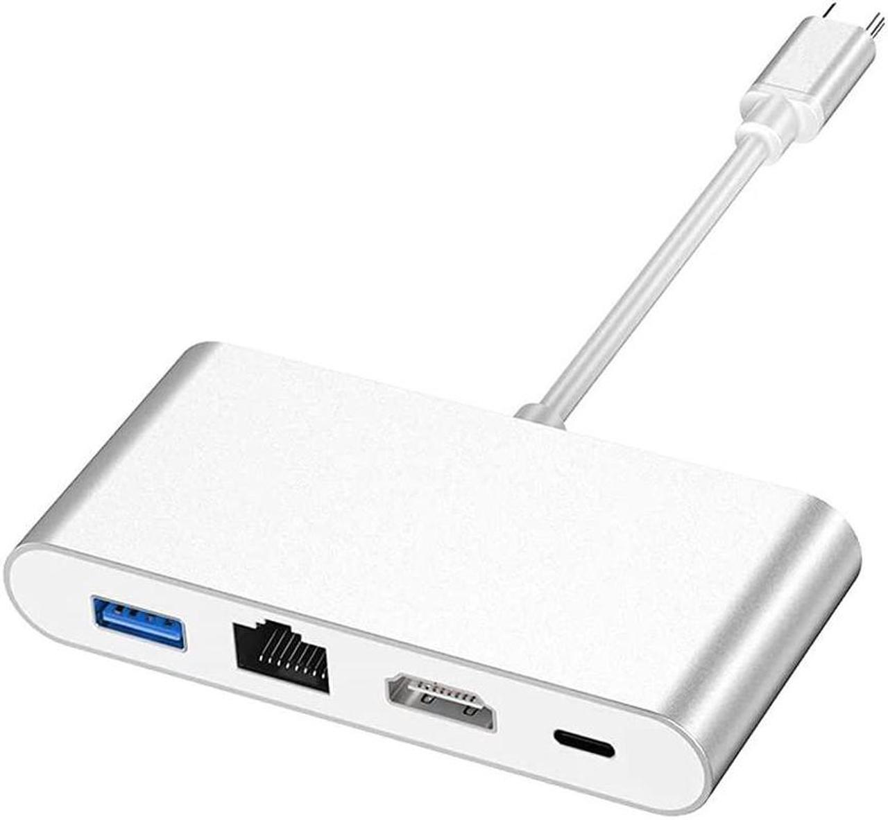 GPPZM Type-C to HDMI-Compatible Four in One Converter Network Card Hub Docking Station HDMI-Compatible/USB Splitter 3.0 Hub