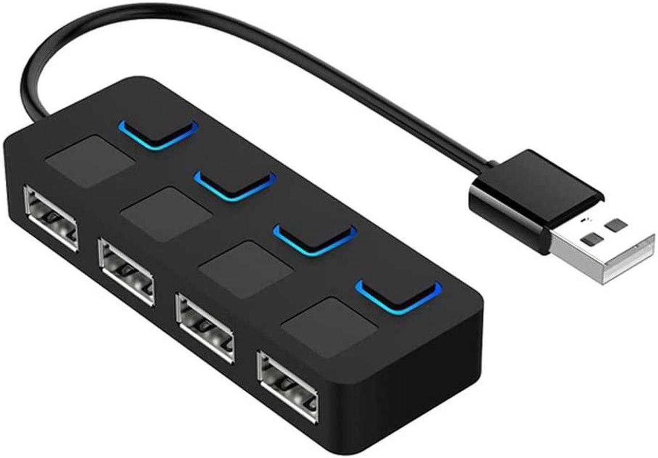 XJJZS USB 2.0 HUB Multi USB Splitter 4 Port Expander Multiple USB 2.0 Hub Use Power Adapter USB2.0 Hub with Switch for PC Computer (Color : Black)