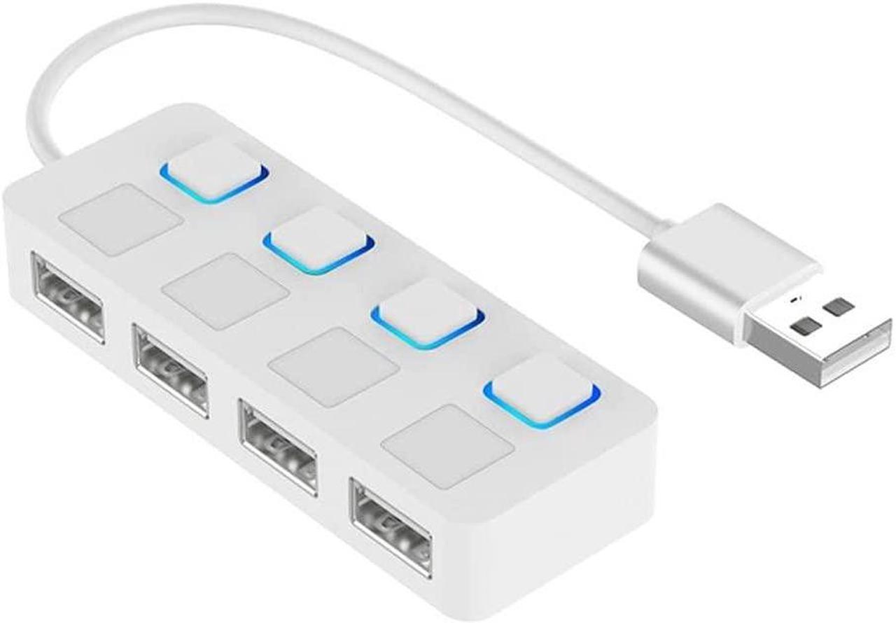 XJJZS USB 2.0 HUB Multi USB Splitter 4 Port Expander Multiple USB 2.0 Hub Use Power Adapter USB2.0 Hub with Switch for PC Computer (Color : White)