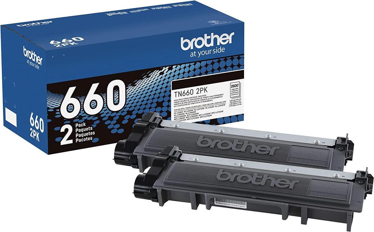 BROTHER Genuine TN660 2pk High-Yield Black Toner Cartridge Multipack