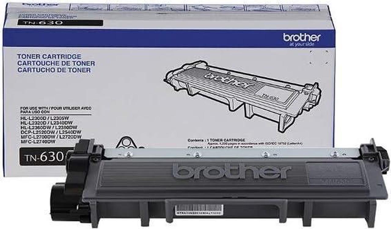 Brother Genuine TN630 2-Pack Standard Yield Black Toner Cartridge with Approximately 1,200 Page Yield/Cartridge