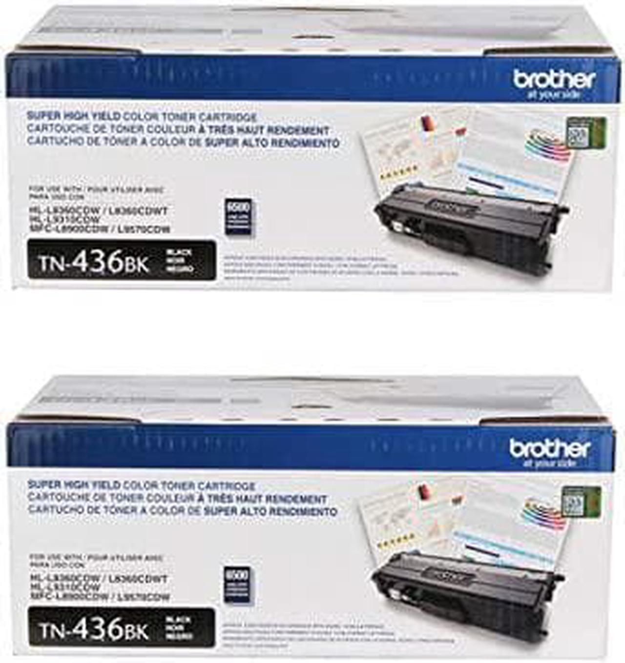 Brother Genuine TN436BK 2-Pack Super High Yield Black Toner Cartridge with Approximately 6,500 Page Yield/Cartridge