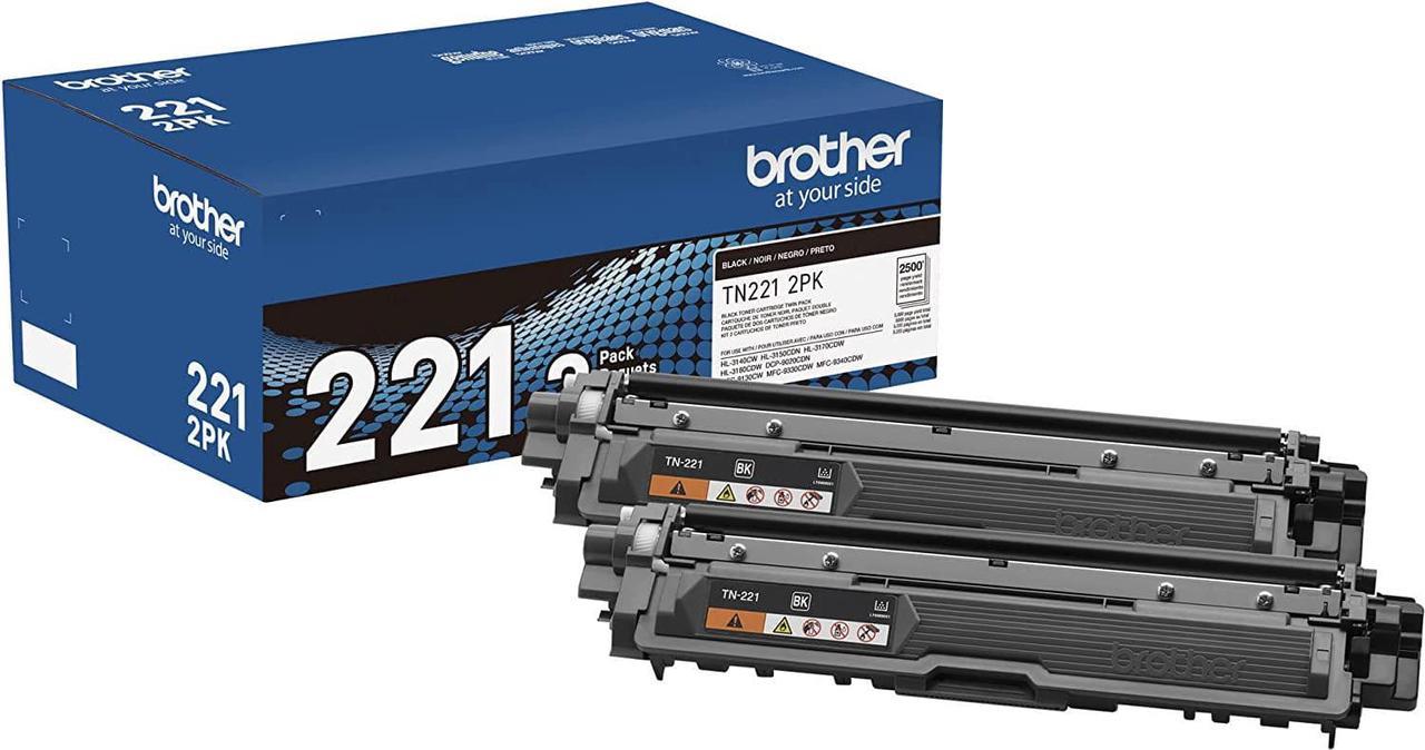 Brother Genuine TN221 2pk Standard-Yield Black Toner Cartridge Multipack