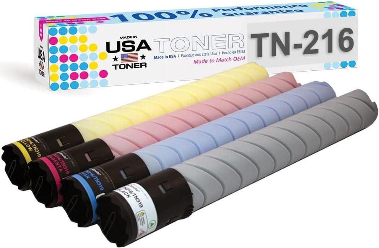 MADE IN USA TONER Cartridges for use in Konica Minolta bizhub C220/C280/C360 (TN-216/TN-319CMYK) (Black,Cyan,Yellow,Magenta, 4 Color Pack)