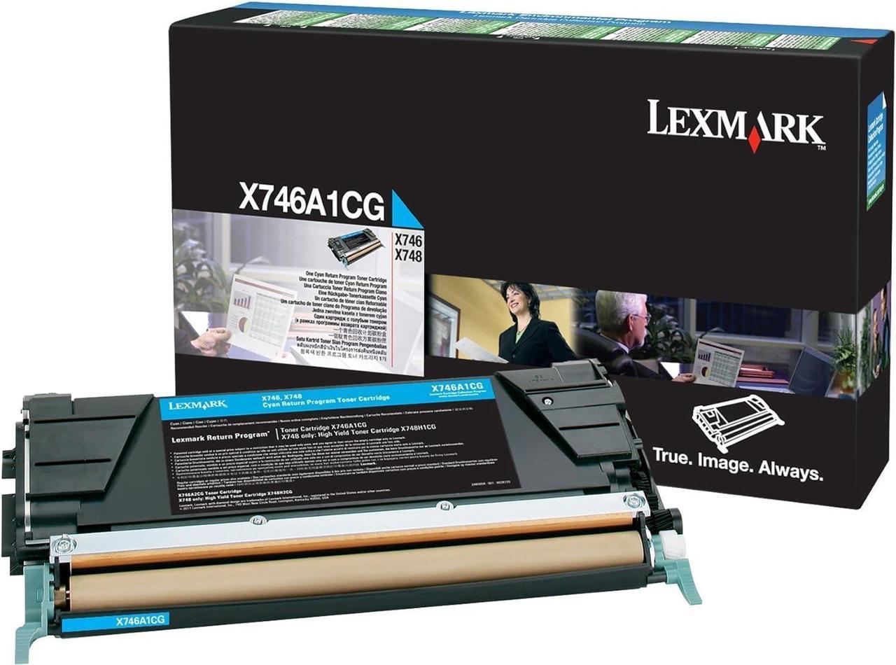 Lexmark Cyan Return Program Toner Cartridge, 7000 Yield (X746A1CG)