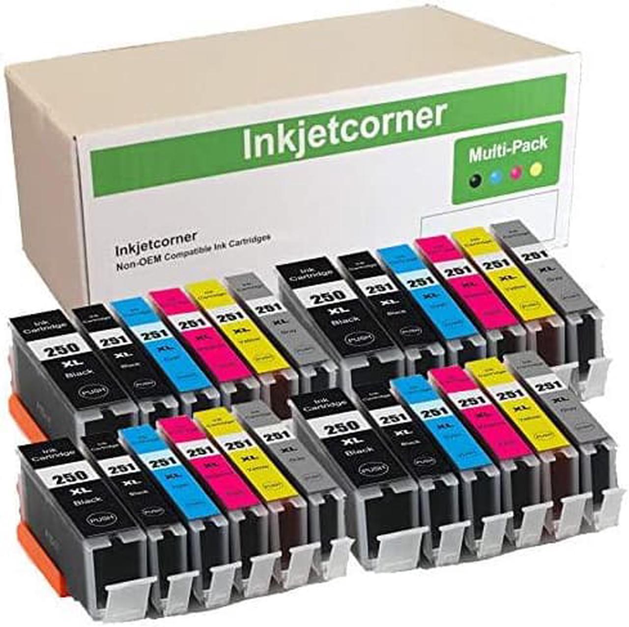 Inkjetcorner Compatible Ink Cartridges for CANON PGI-250 CLI-251 Pixma MG6320 MG7120 MG7520 iP8720 with chip 250 251 by Inkjetcorner