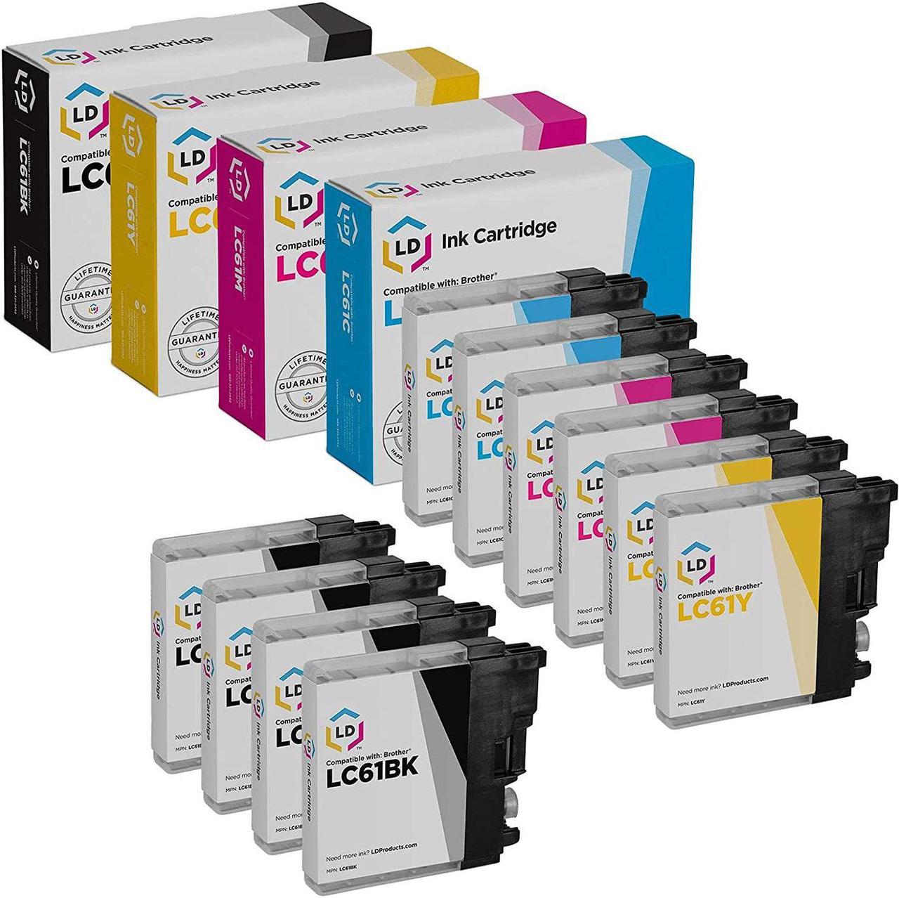 LD Compatible Ink Cartridge Replacements for Brother LC61 (4 Black, 2 Cyan, 2 Magenta, 2 Yellow, 10-Pack)