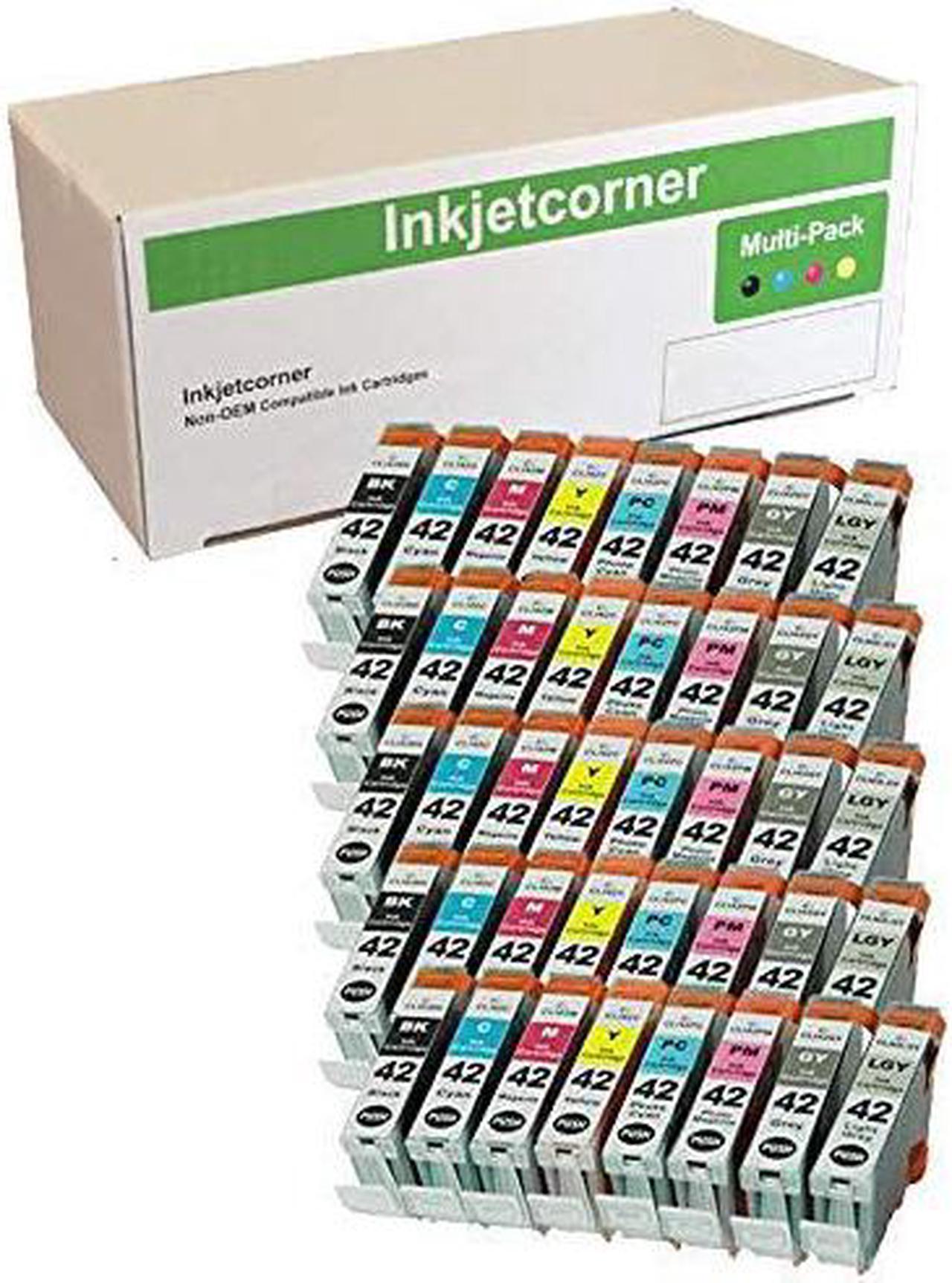 Inkjetcorner Compatible Ink Cartridges Replacement for CLI-42 CLI 42 for use with Pro-100 Pro 100 (5 Black, 5 Cyan, 5 Magenta, 5 Yellow, 5 Photo Cyan, 5 Photo Magenta, 5 Gray, 5 Light Gray, 40-Pack)