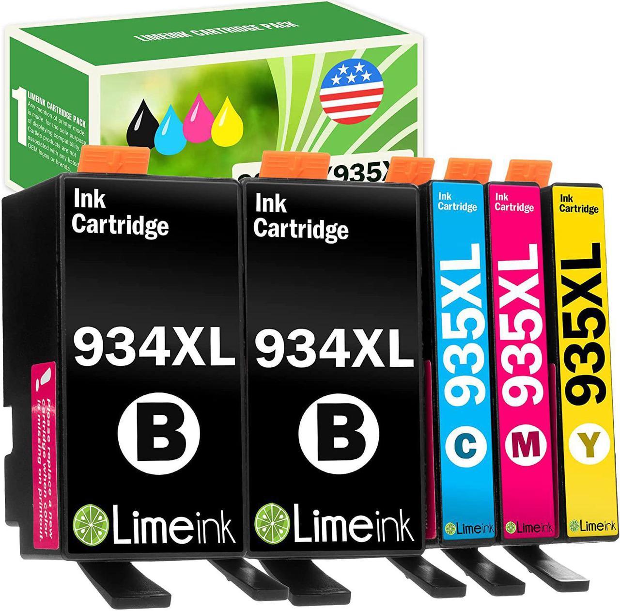 Limeink 5 Pack Compatible Ink Cartridges Replacement  934 and 935 934XL 935XL for OfficeJet Pro 6230 6830 6835 6220 6800 6812 6815 6820 6825 6822 Printer Cartridge Combo (2 Black, 1 Each Color)