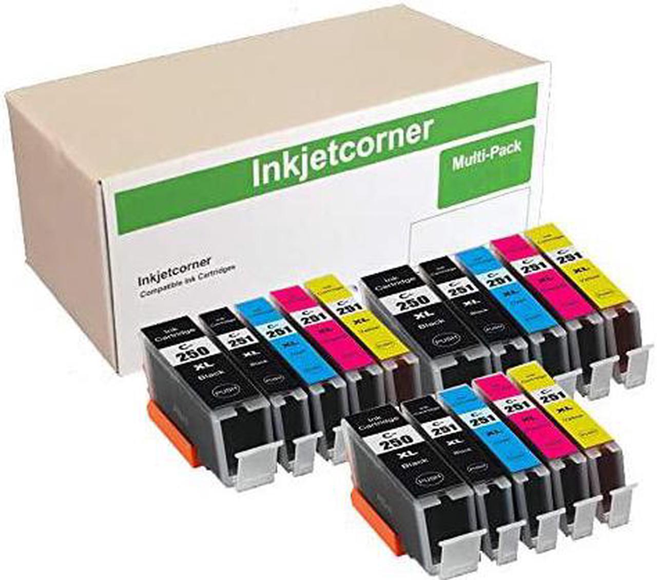 Inkjetcorner Compatible Ink Cartridges Replacement for PGI-250XL CLI-251XL 250XL 251XL for use with MX722 MX922 MG5520 MG5522 MG5422 MG6420 (15 Pack)