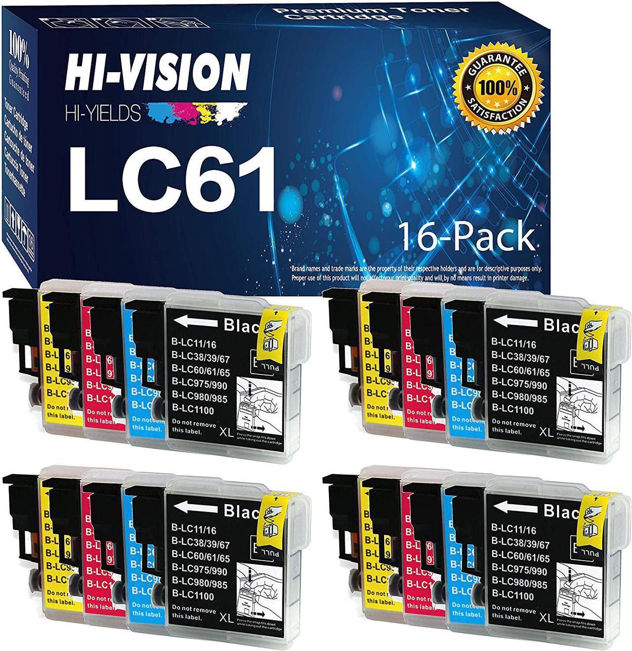 HI-VISION HI-YIELDS ® Compatible Ink Cartridge Replacement for Brother LC61 (4 Black, 4 Cyan, 4 Yellow, 4 Magenta, 16-Pack)